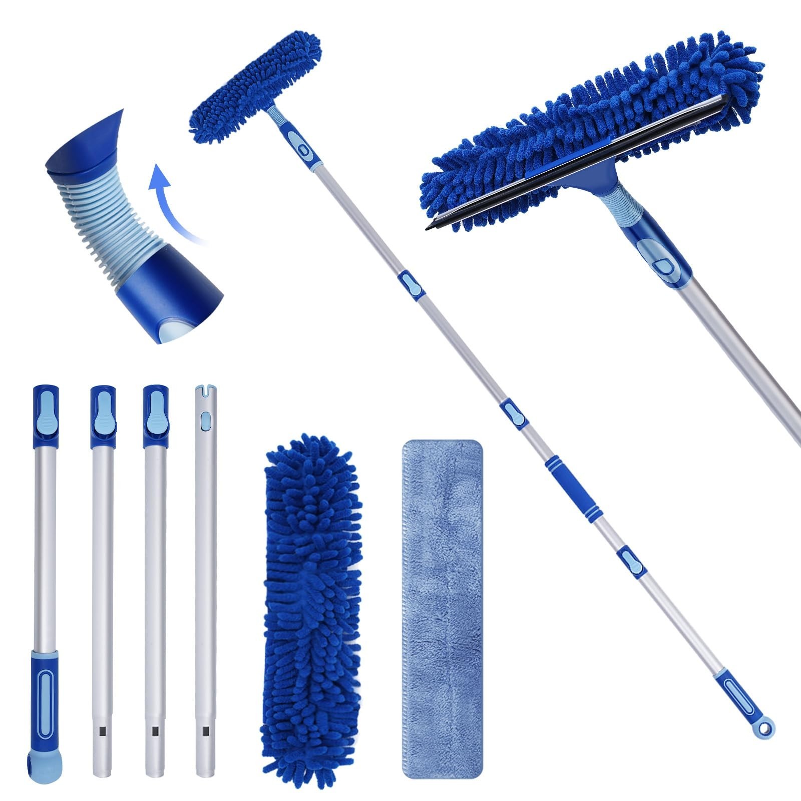 LOMIDA Professional Window Squeegee Kit - 62" Lightweight Aluminum Pole, 2 in...