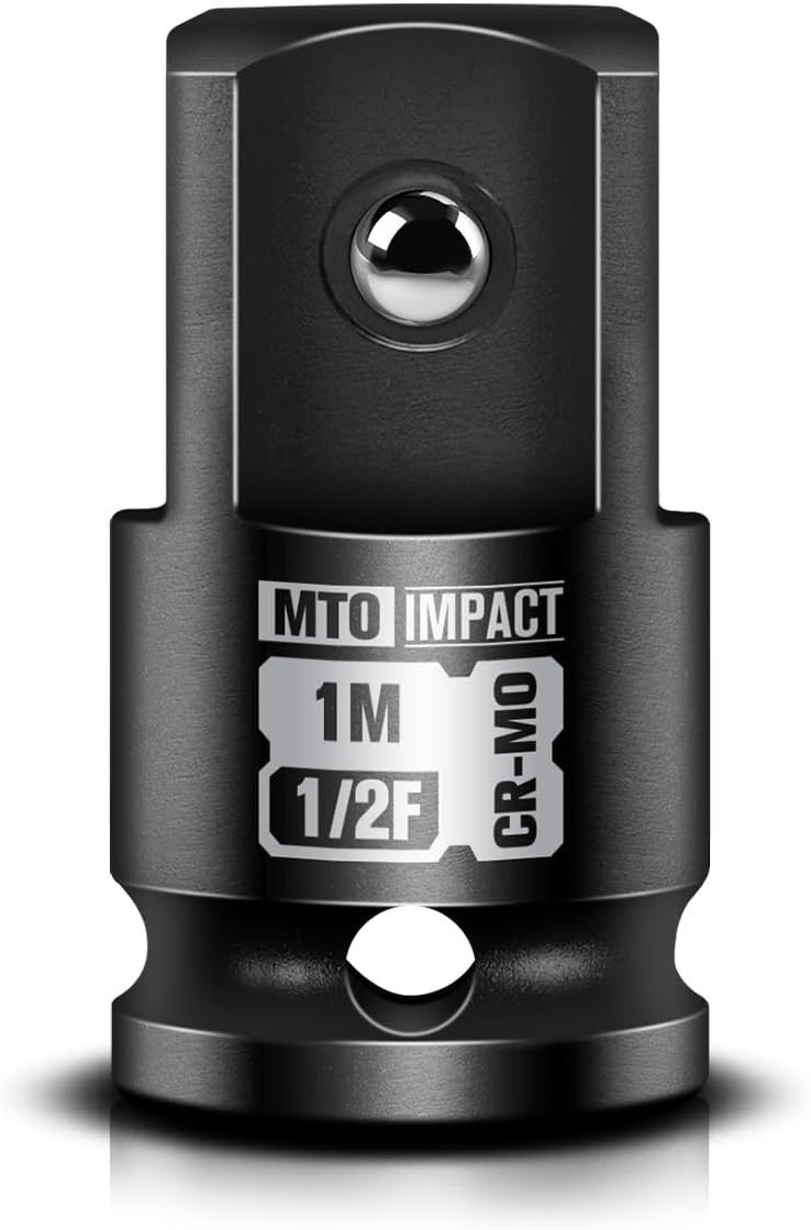 1/2" Female to 1" Male Impact Socket Adapter, Male, Black
