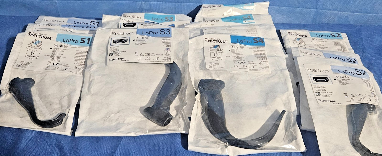 Verathon Glidescope LoPro S1, S2, S3, S4 Video Laryngoscope Lot of 12.