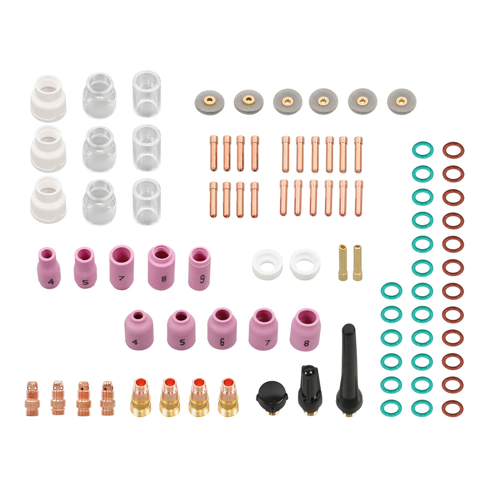 90PCS #12 TIG Welding Torch Accessories Glass Cup Alumina Nozzle Stubby Gas Lens