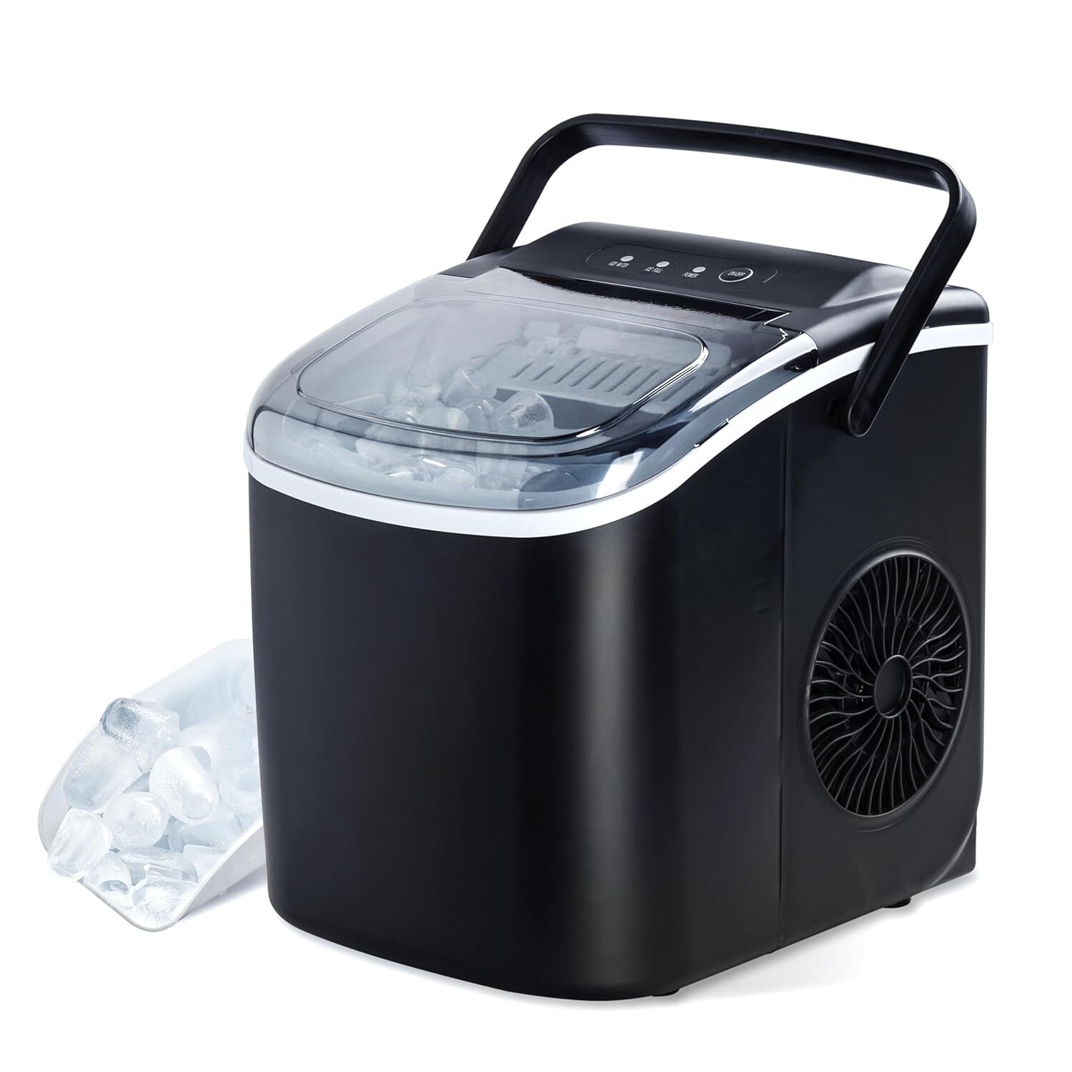 Máquina para hacer hielo portátil autolimpiante con canasta y cuchara para hielo