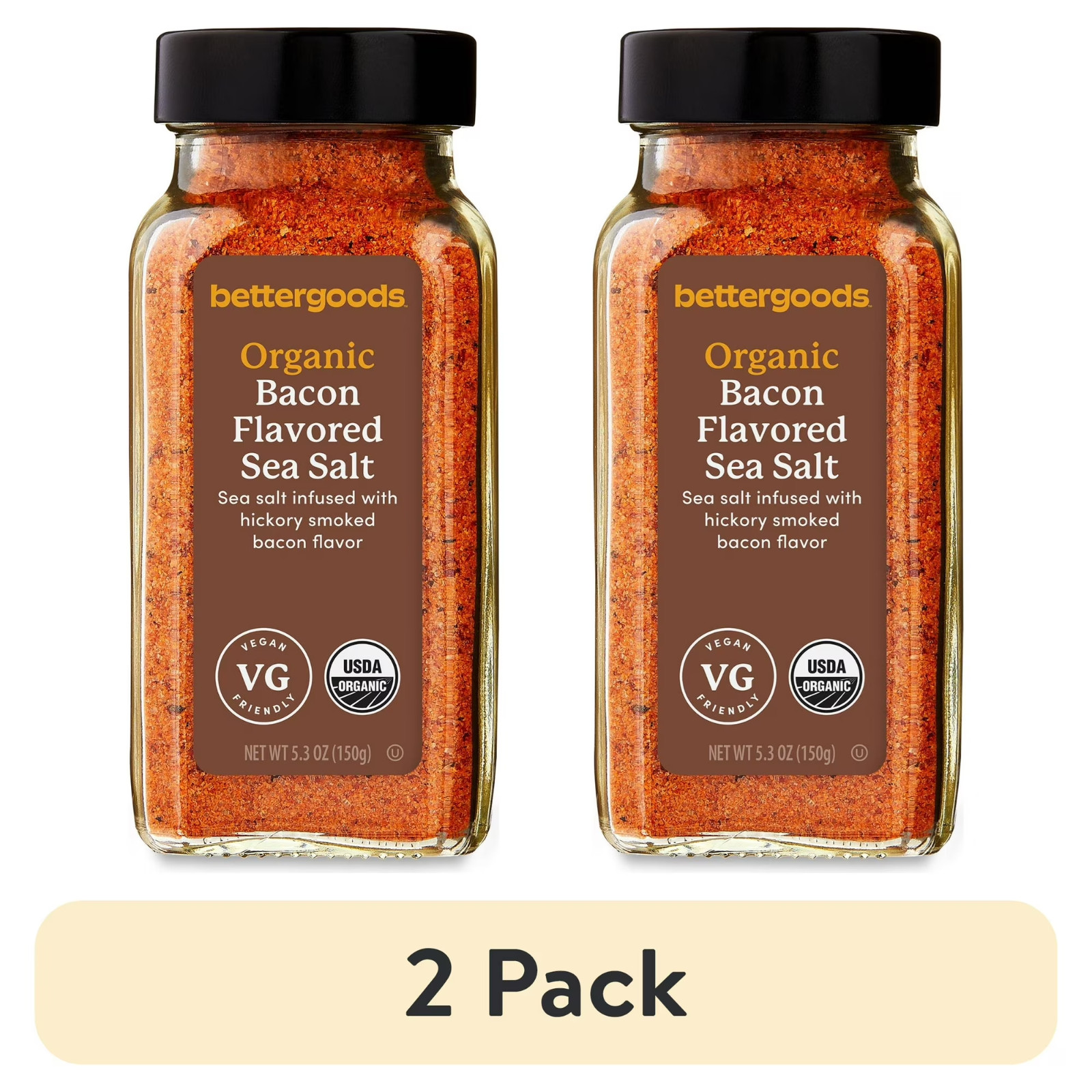 Organic Bacon Flavored Sea Seasoning Salt, 2 Pack, 5.3 oz Each