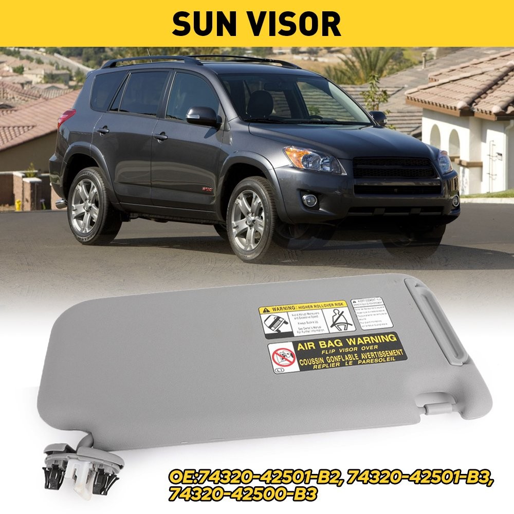 OE-STYLE Driver Side Sun Visor For Toyota RAV4 2006-2012 Left Gray Shade Shield
