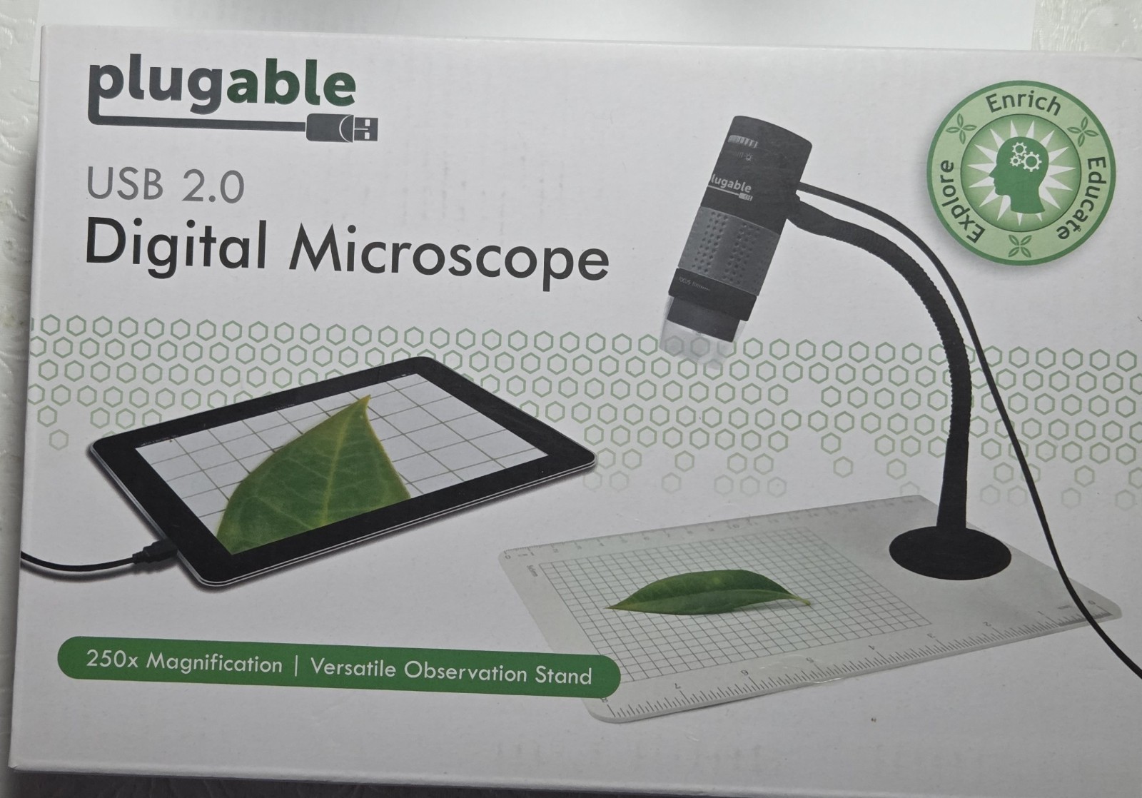 Plugable USB Corded Digital Magnifier Microscope Camera/(60X-250X)Stand/platform