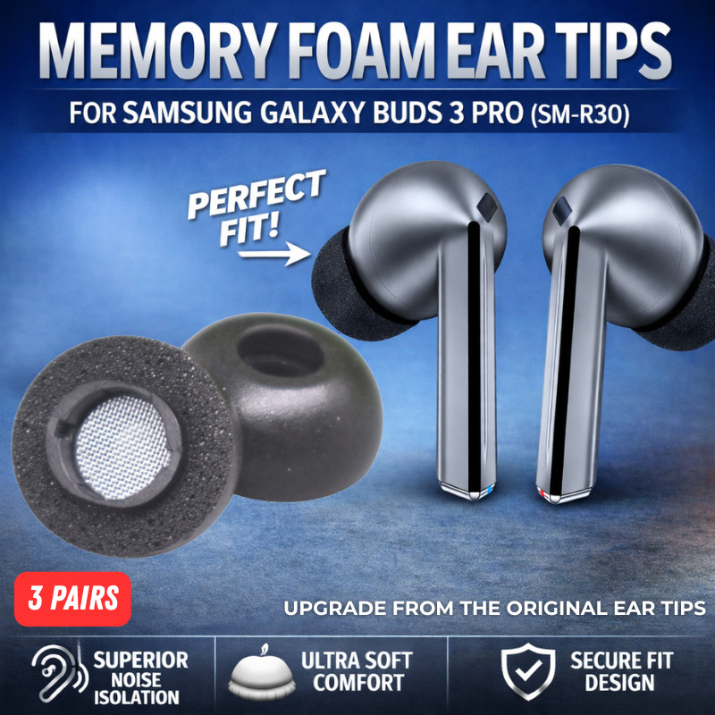 Premium Memory Foam Ear Tips W/ Mesh Guard For Samsung Galaxy Buds 3 Pro