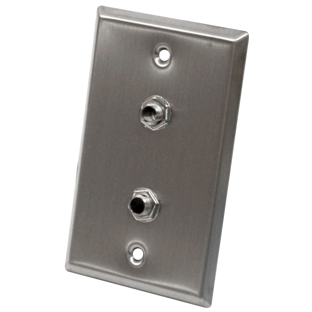 Pair of Stainless Steel Wall Plates - Dual 1/4" TRS Stereo Jacks Single Gang
