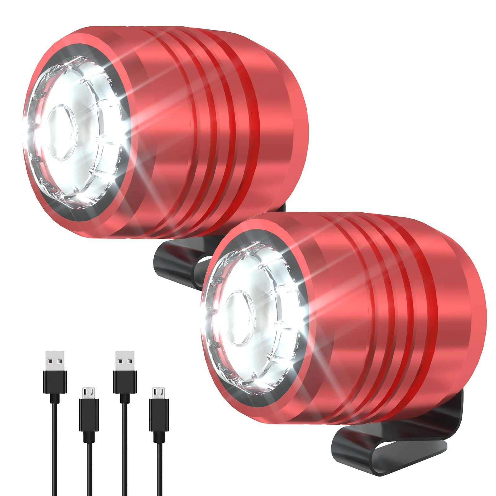 AUKSKY 2 Rechargeable Headlights Compatible with Clog, 1.42*1.12*1.34in, Red
