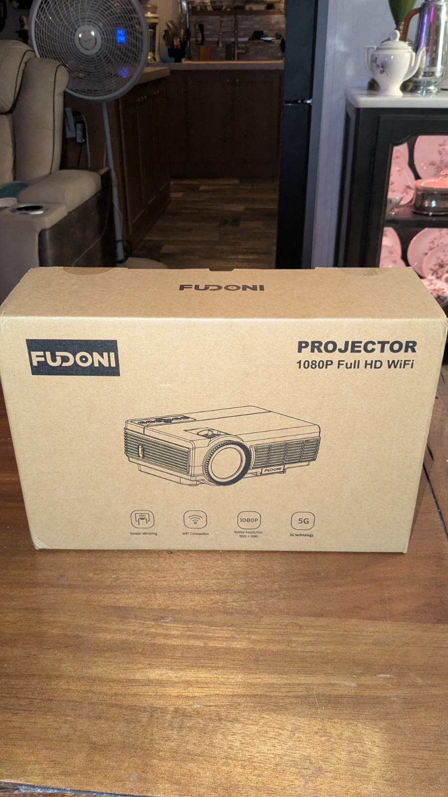 Fudoni Spare-P1 1080p Full HD Video Projector 5G/WiFi Home  Bluetooth Theater