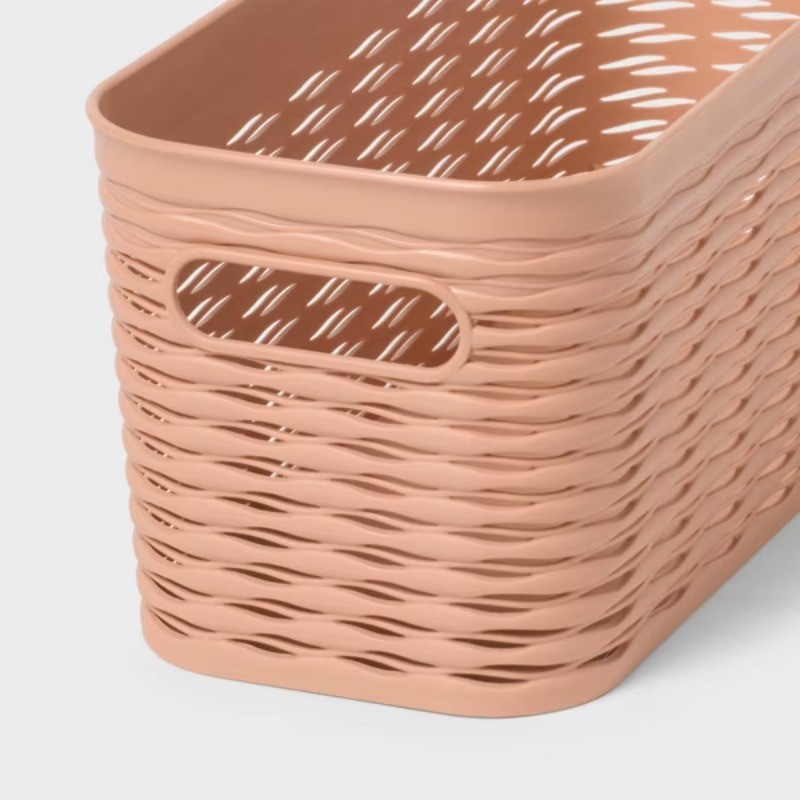 3pk Wave Half Medium Decorative Baskets Terracotta