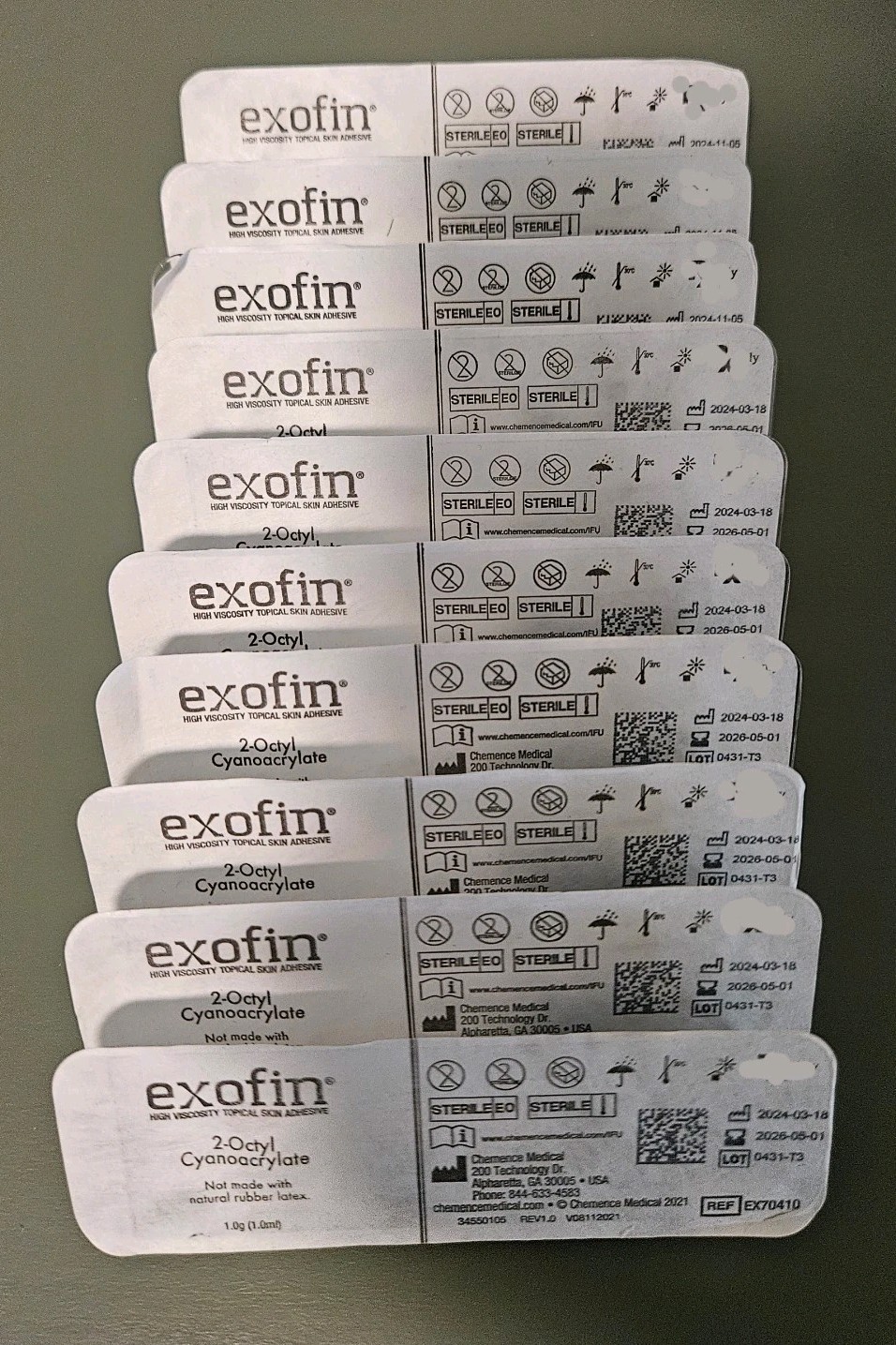 NEW Exofin High Viscosity Topical Skin Adhesive, REF: EX70410, Lot Of 10