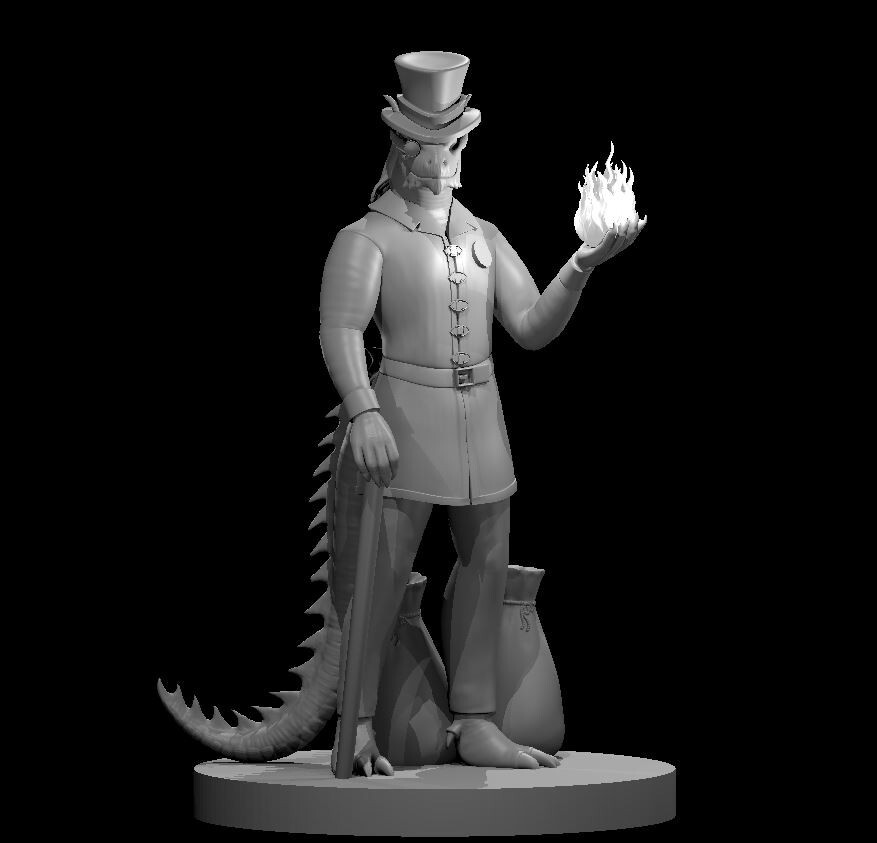 Dragonborn Sorcerer V5 with Tail Adventurer NPC 28mm Scale DND D&D Tabletop Mini