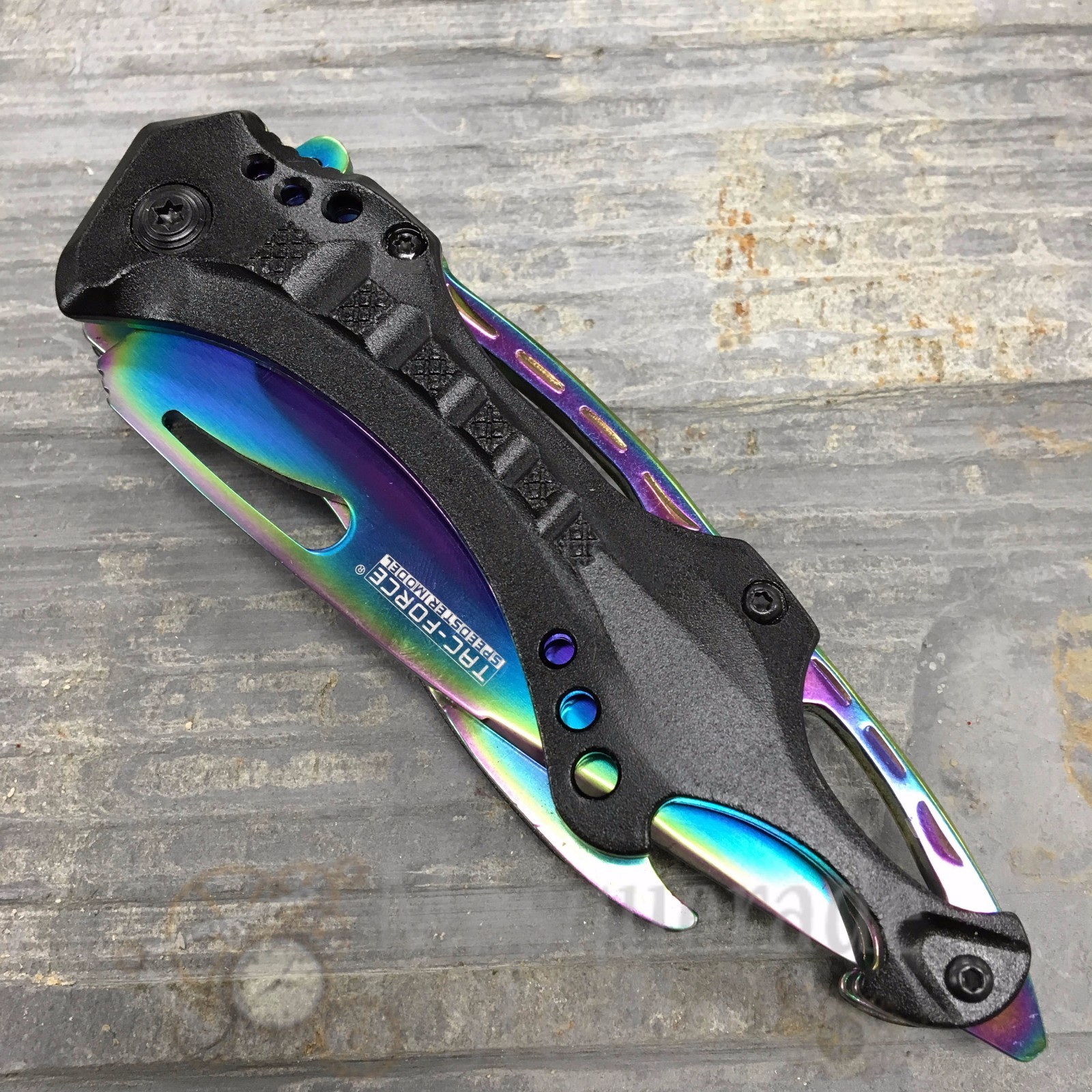 Tac Force Half Serrated Rainbow Blade Tactical Spring Assisted Pocketknife