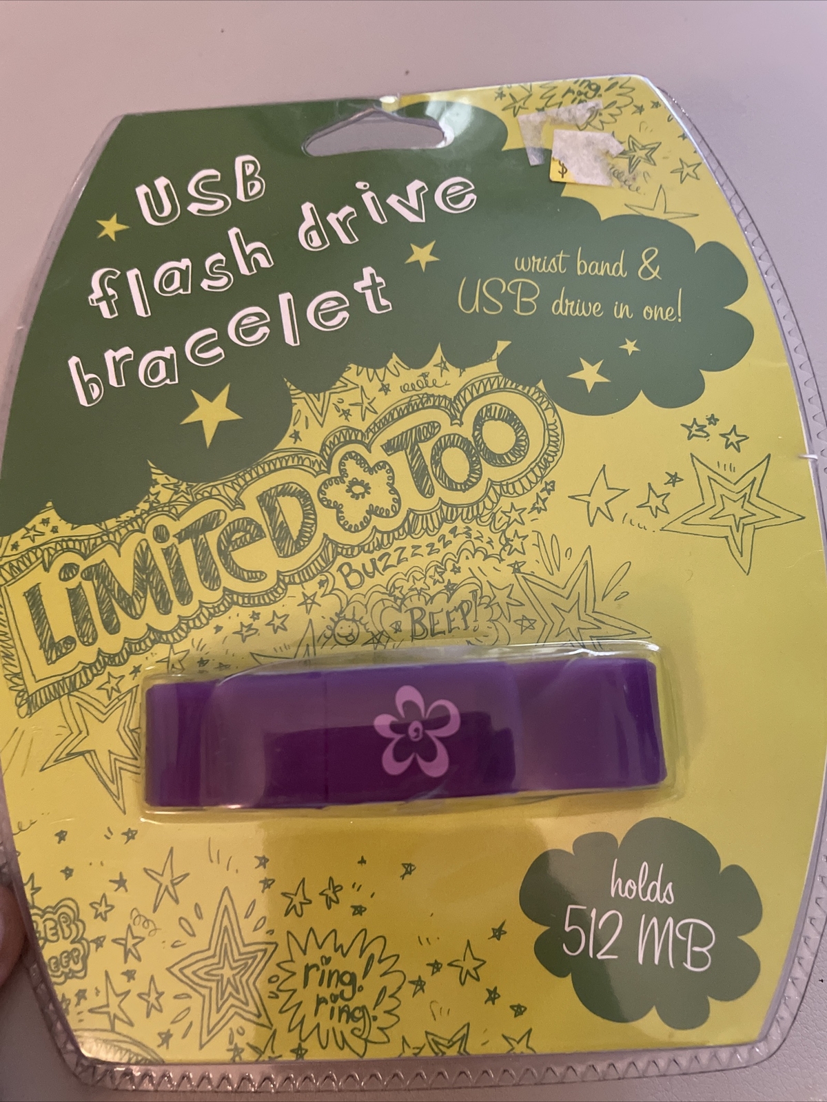 Limited Too - Fashion Silicone Bracelet Band USB Flash Drive 512MB purple