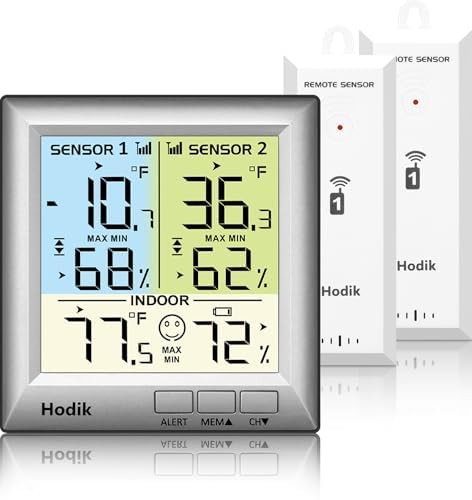 Wireless Fridge Freezer Thermometer with Alarm, 330FT (Silver)