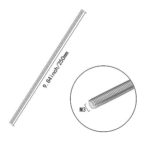 24Pack M3×250mm Length Threaded Rods with Hex Nuts,12Pcs M3×250mm 304