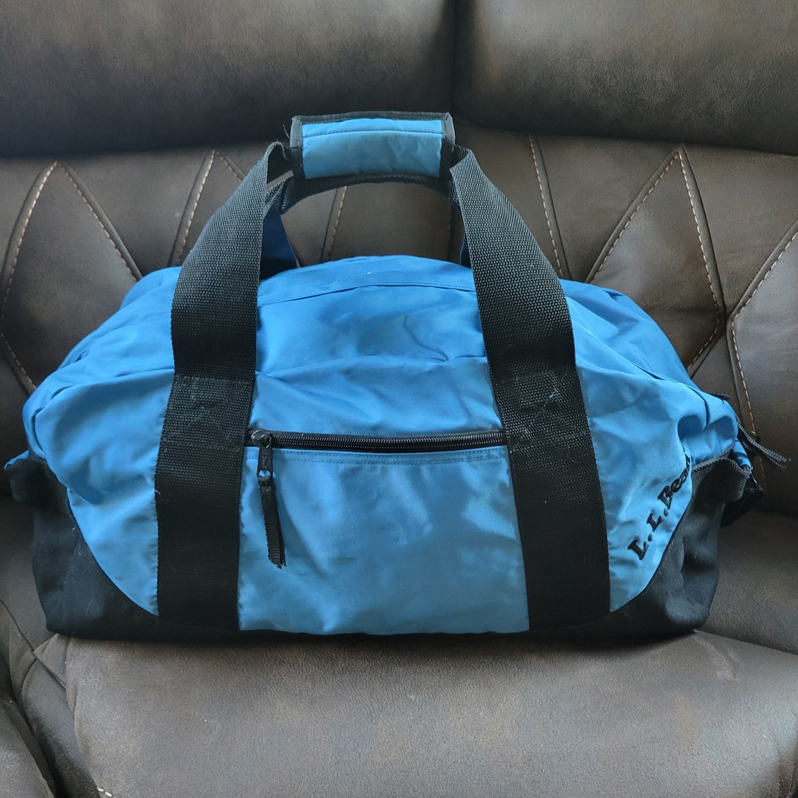 LL Bean Duffel Bag Blue Black Carry On Travel Gym Sports Bag