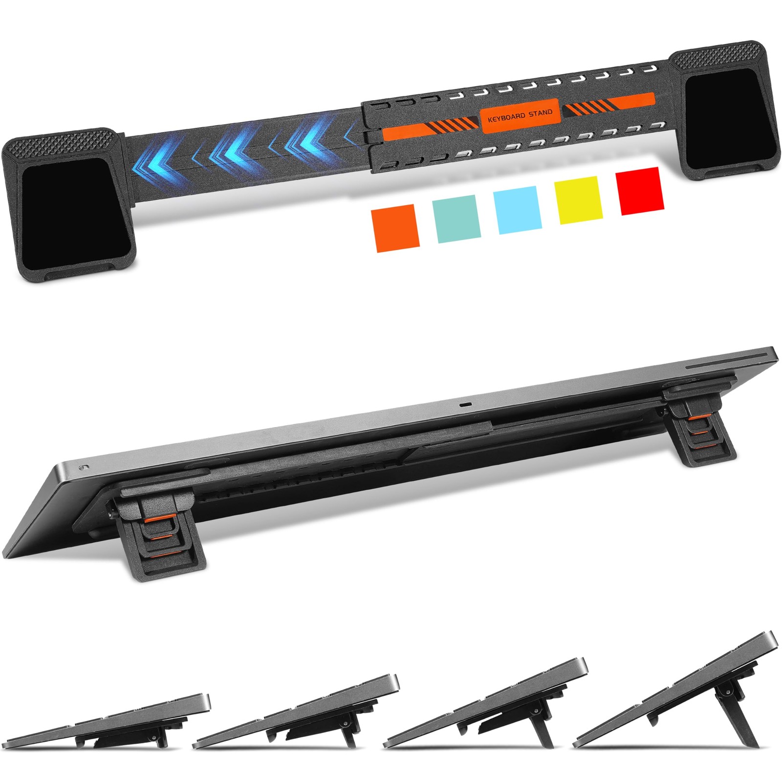 Orange Adjustable Computer Keyboard Stand Ergonomic Desktop Riser Extendable