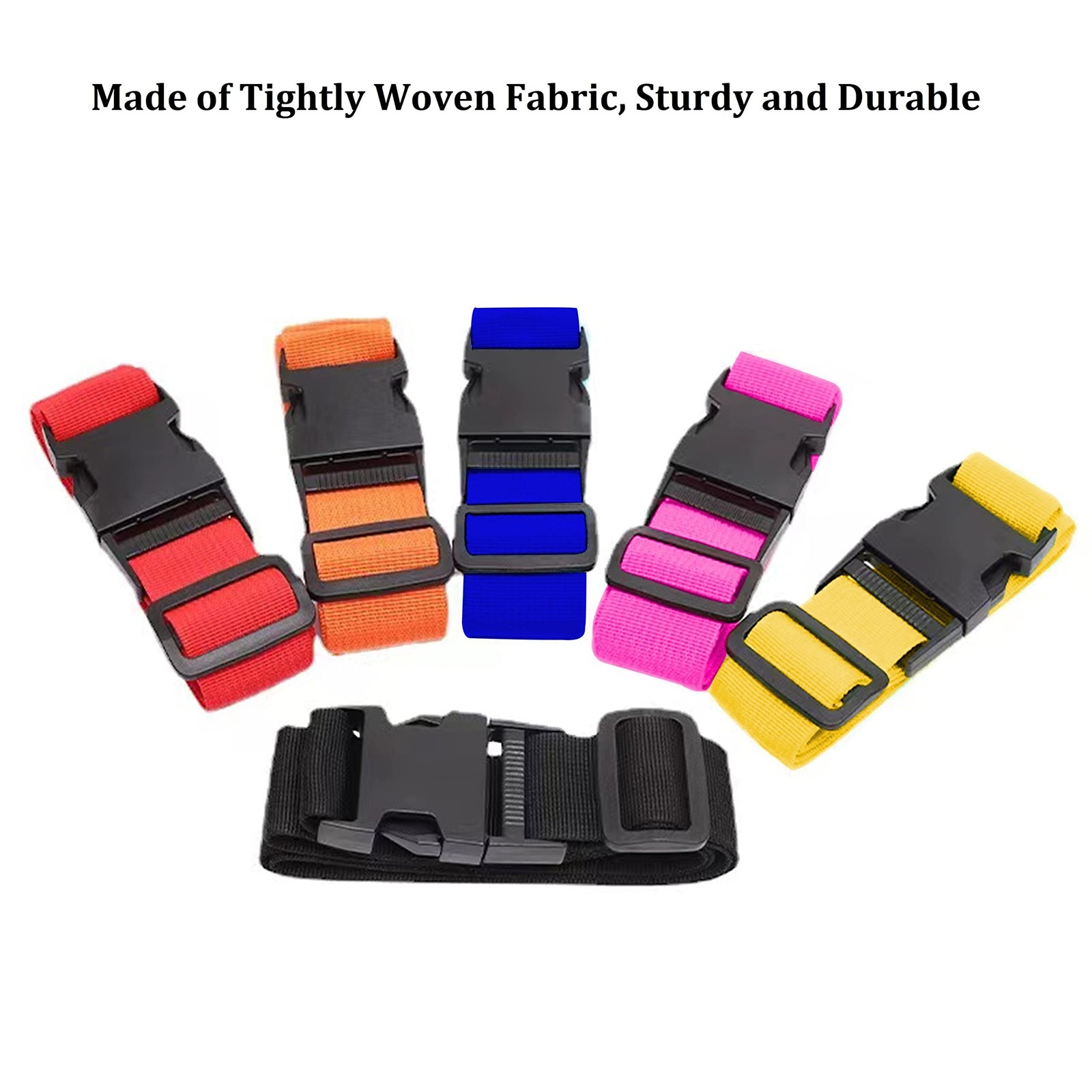 2 Pack Suitcase Straps, Bright Color Adjustable Luggage Belts, TSA Approved (...