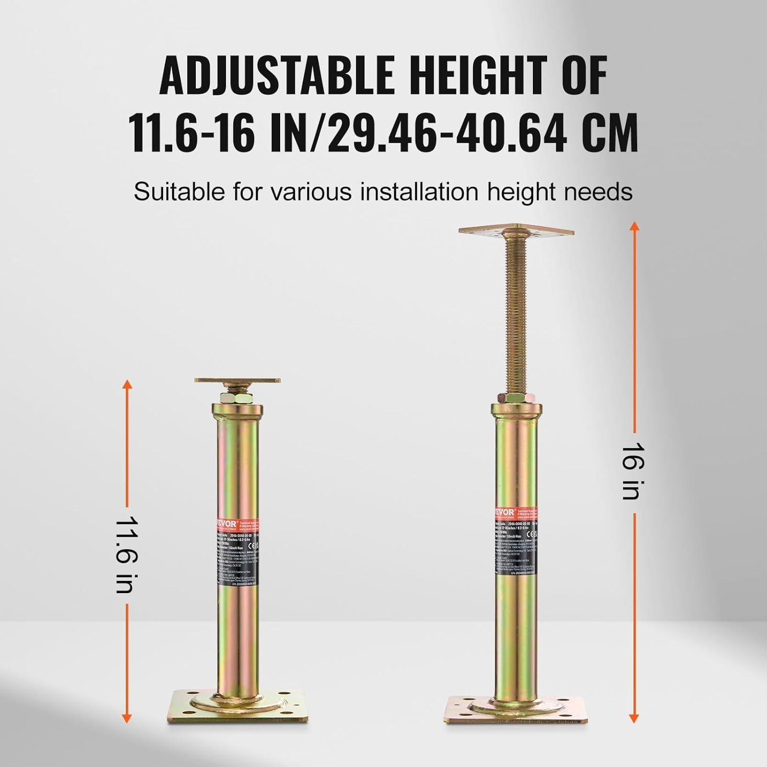 Adjustable Floor Joist Jacks 11.6"-16" Height Range, 10,000 lbs Support, 4 PCS