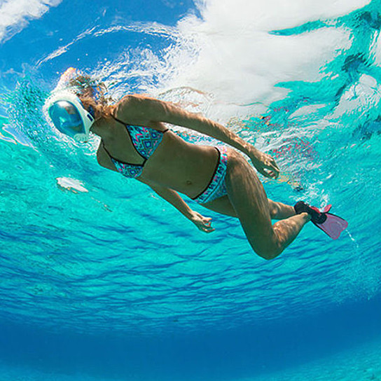 Full Face Snorkel Mask with HD 1080P Action Sports Camera. Anti-fog 180 deg view