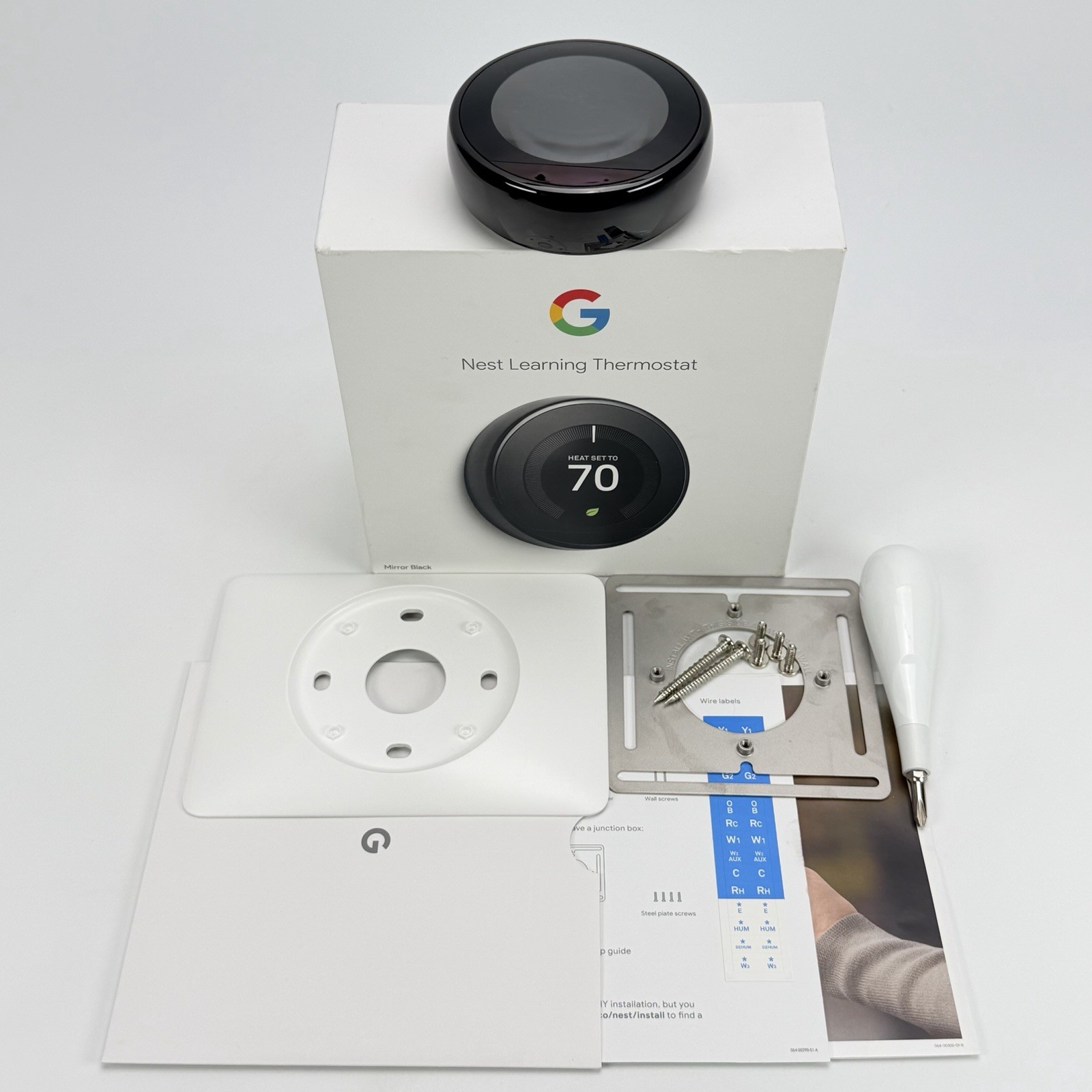 NEST Learning Thermostat Model A0013 (3rd Gen) Mirror Black Base Not Included