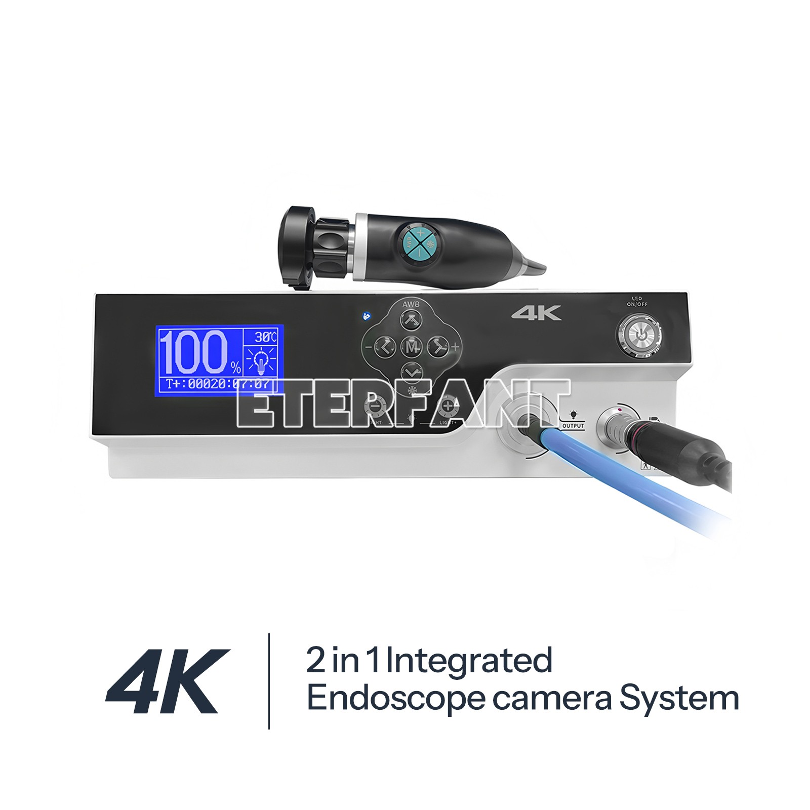 2 in 1 Integrated 4K UHD Endoscope Camera System LED Light Source Portable ENT