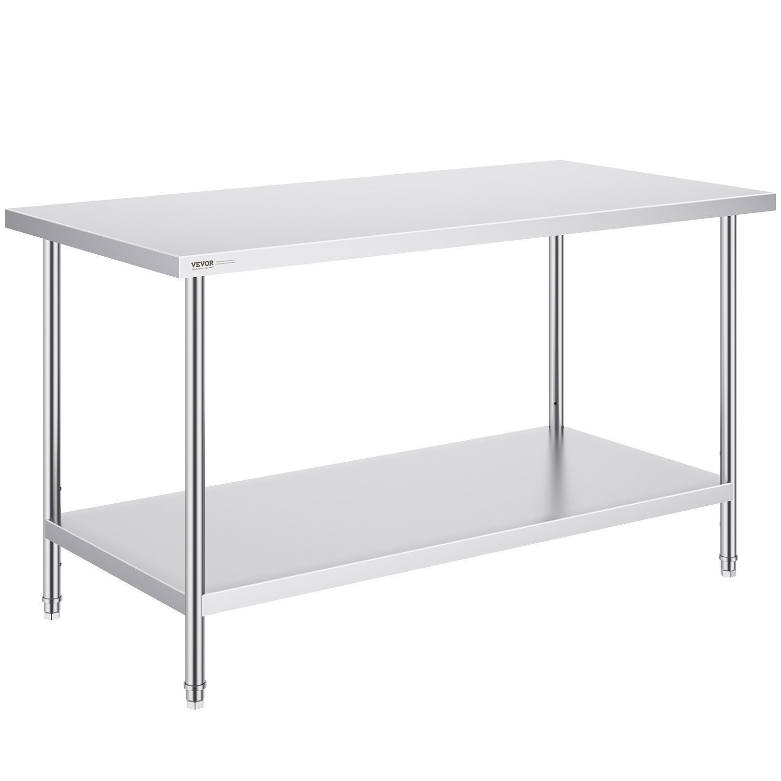 High-Capacity 30x60x34in Steel Work Table Stainless 3-Tier Adjustable Setup