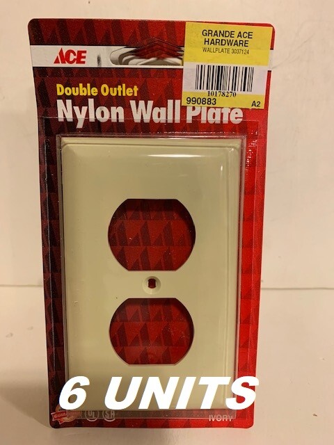 Lot of 6 NEW UNBREAKABLE ACE Nylon Single Duplex Ivory Wall Plate FREE SHIPPING