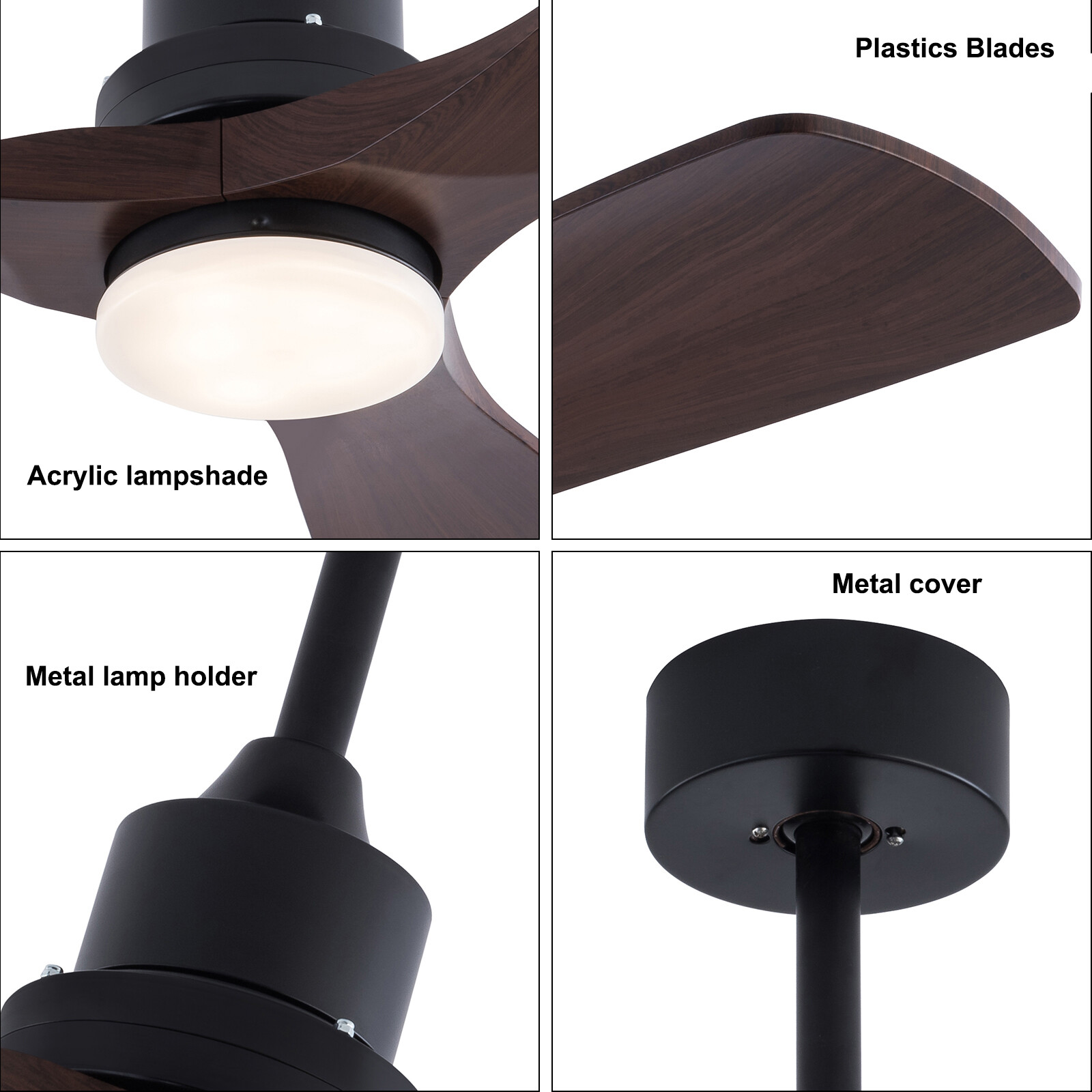 42'' Ceiling Fan Light W Remote Control&Timer Function3 Blade Fan Ceiling Mount