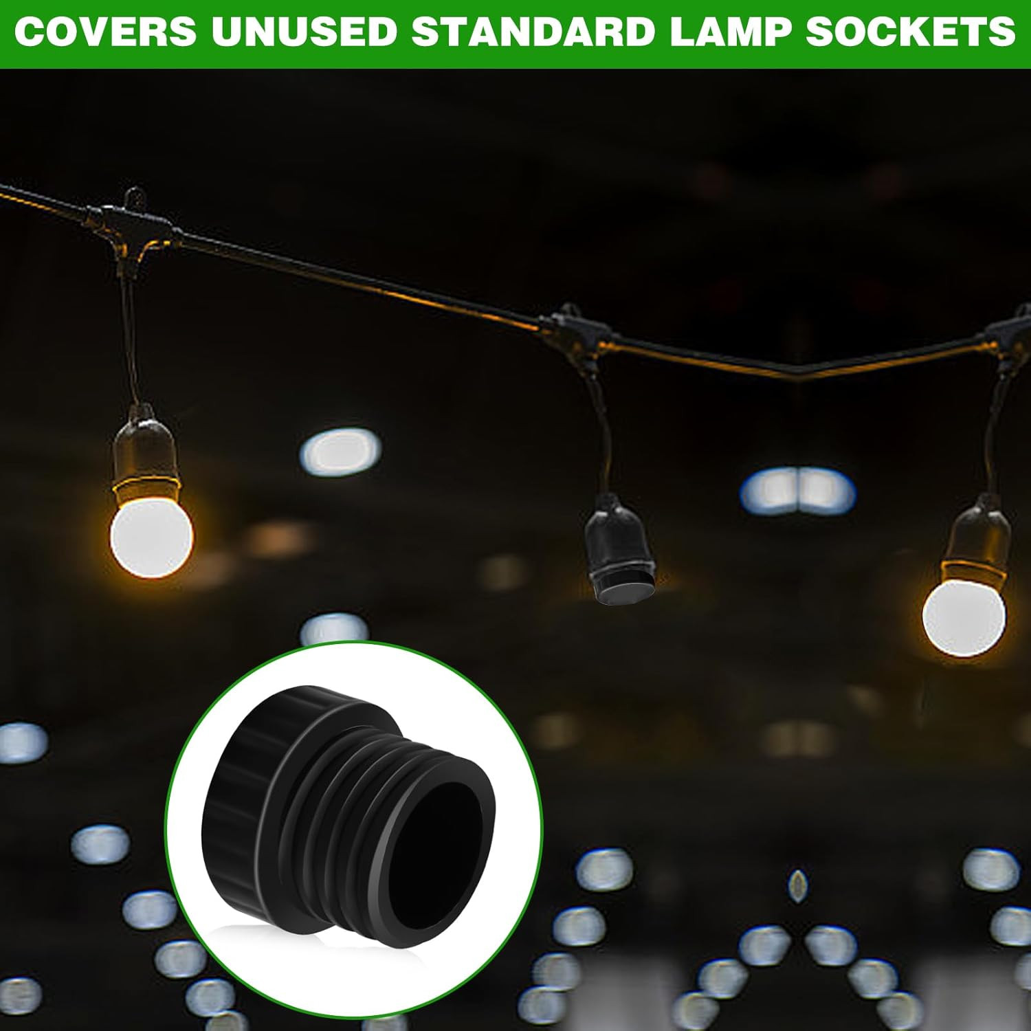 6Pcs Light Bulb Socket Cover - Safety Caps for Unused Sockets, Protects String L