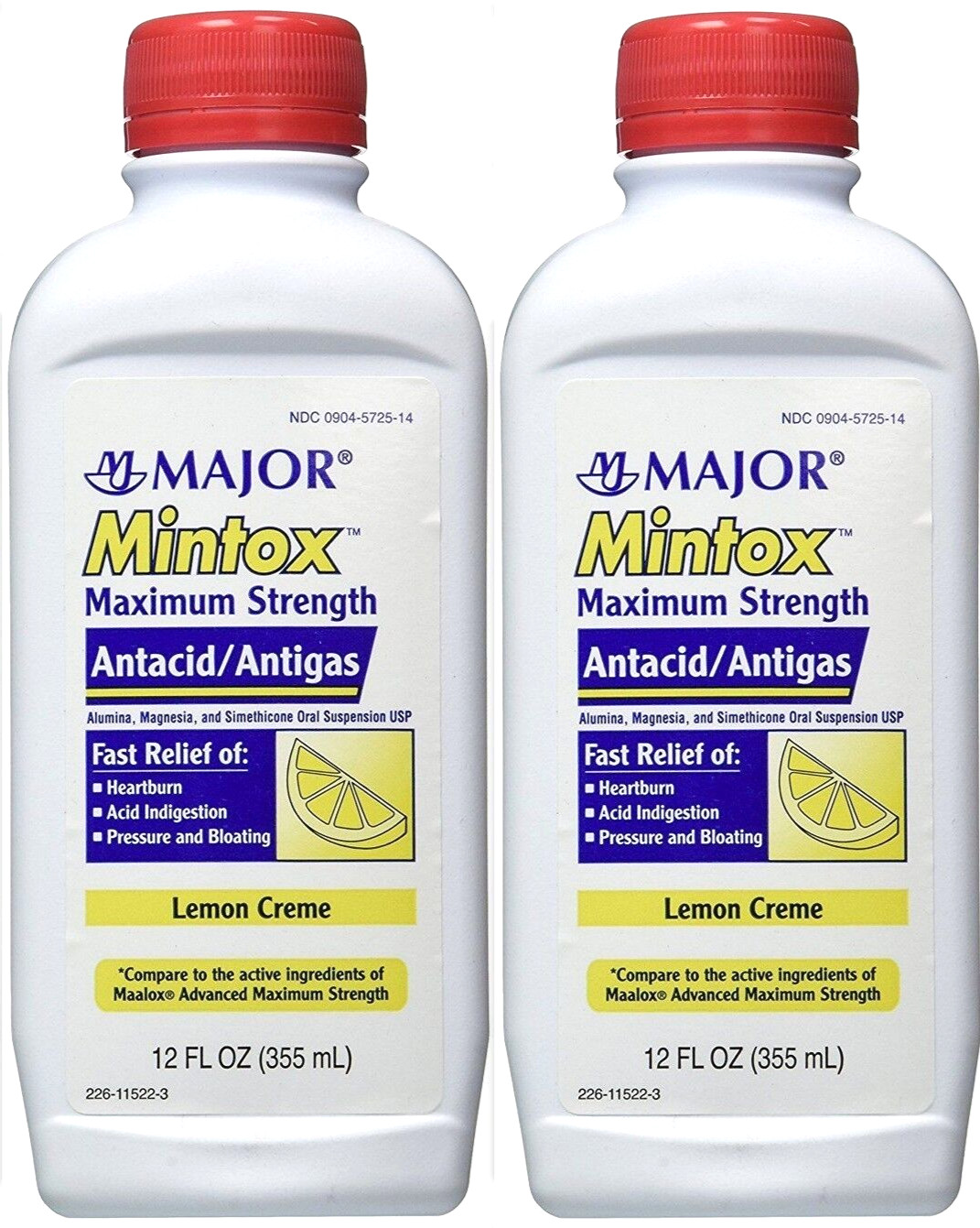 Mintox LIQUID Antacid / Anti-Gas MAX LEMON 12oz ( 2 bottles )  GERIMED --