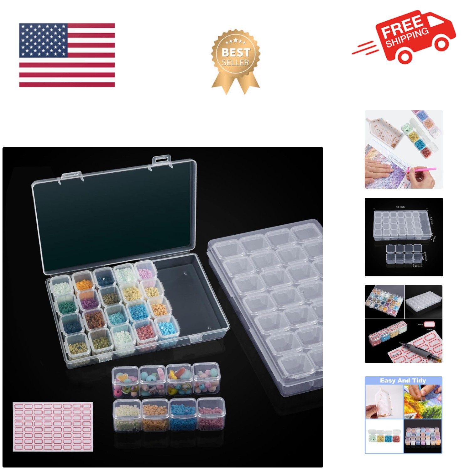 Diamond Painting Bead Storage Containers, 28 Girds 2 Pack, Diamond Art Organi...