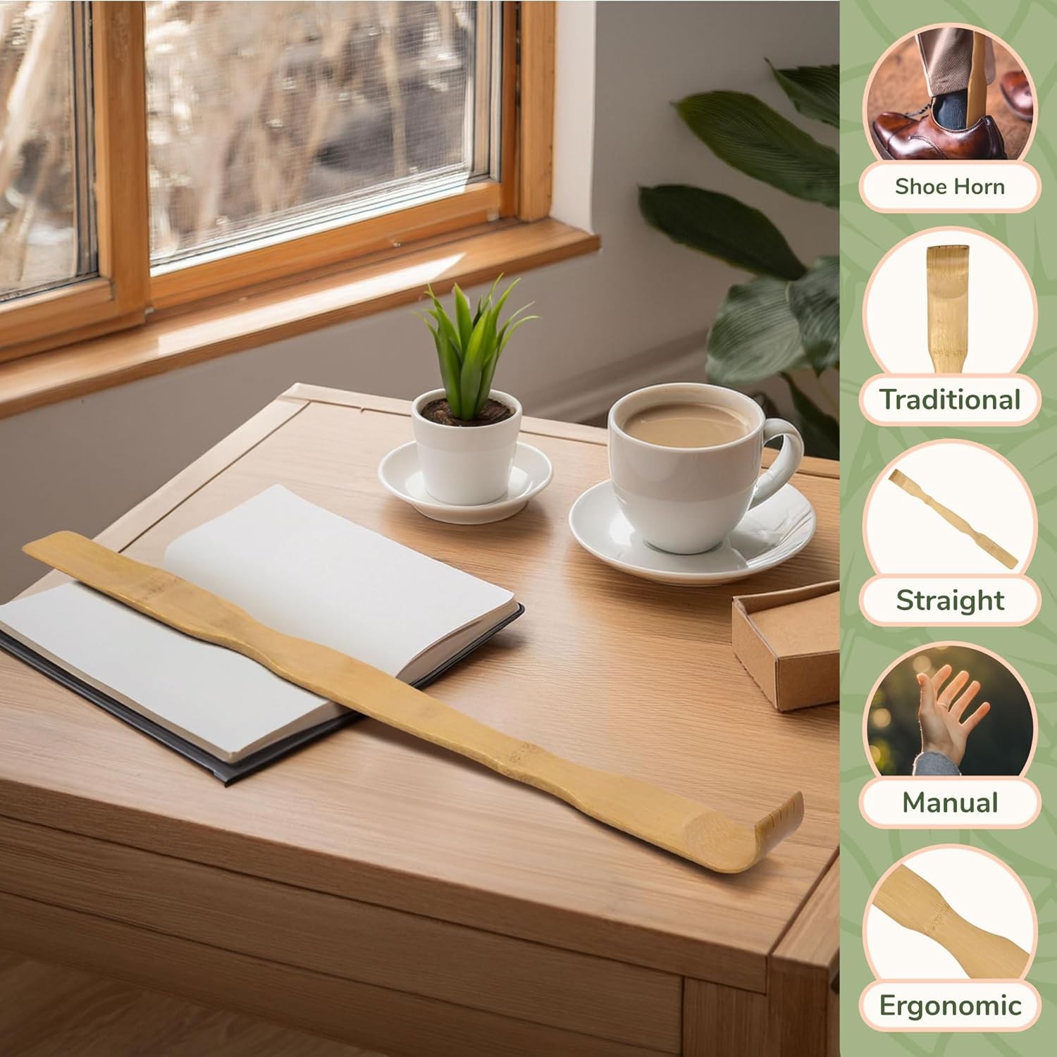 BambooMN 17 Inch Bamboo Wooden Back Scratchers Shoe Horn for Itchy Stress Relief