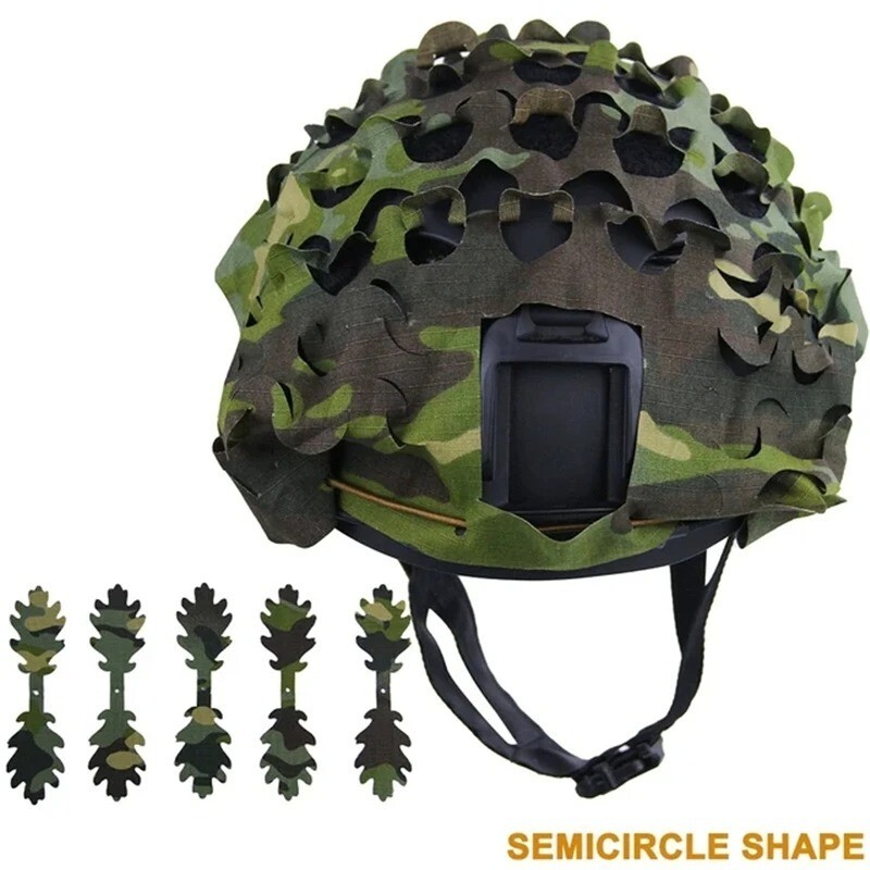 3D Camo Net Tactical Helmet Cover Scrim High Cut Nylon Drawstring Netting Leaf
