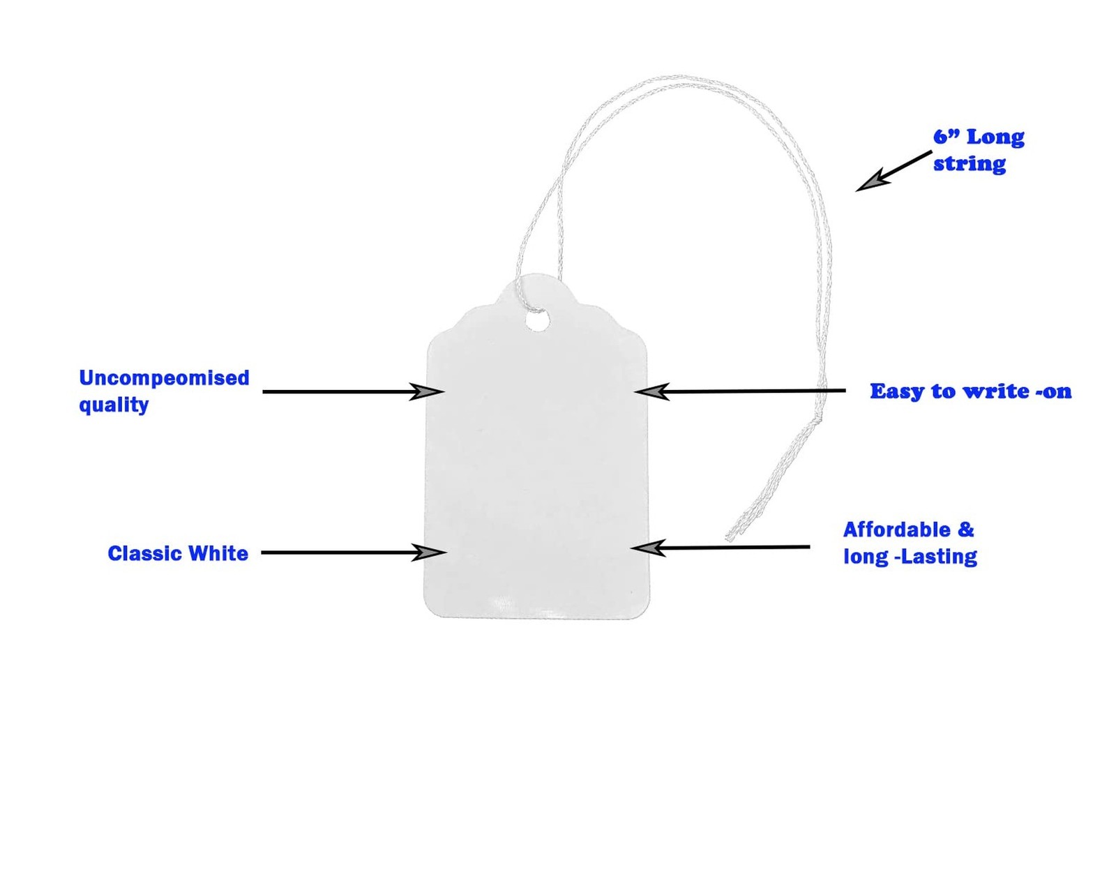 White Price Tags with String - 500 Merchandise Tags with String Attached - 2 ...