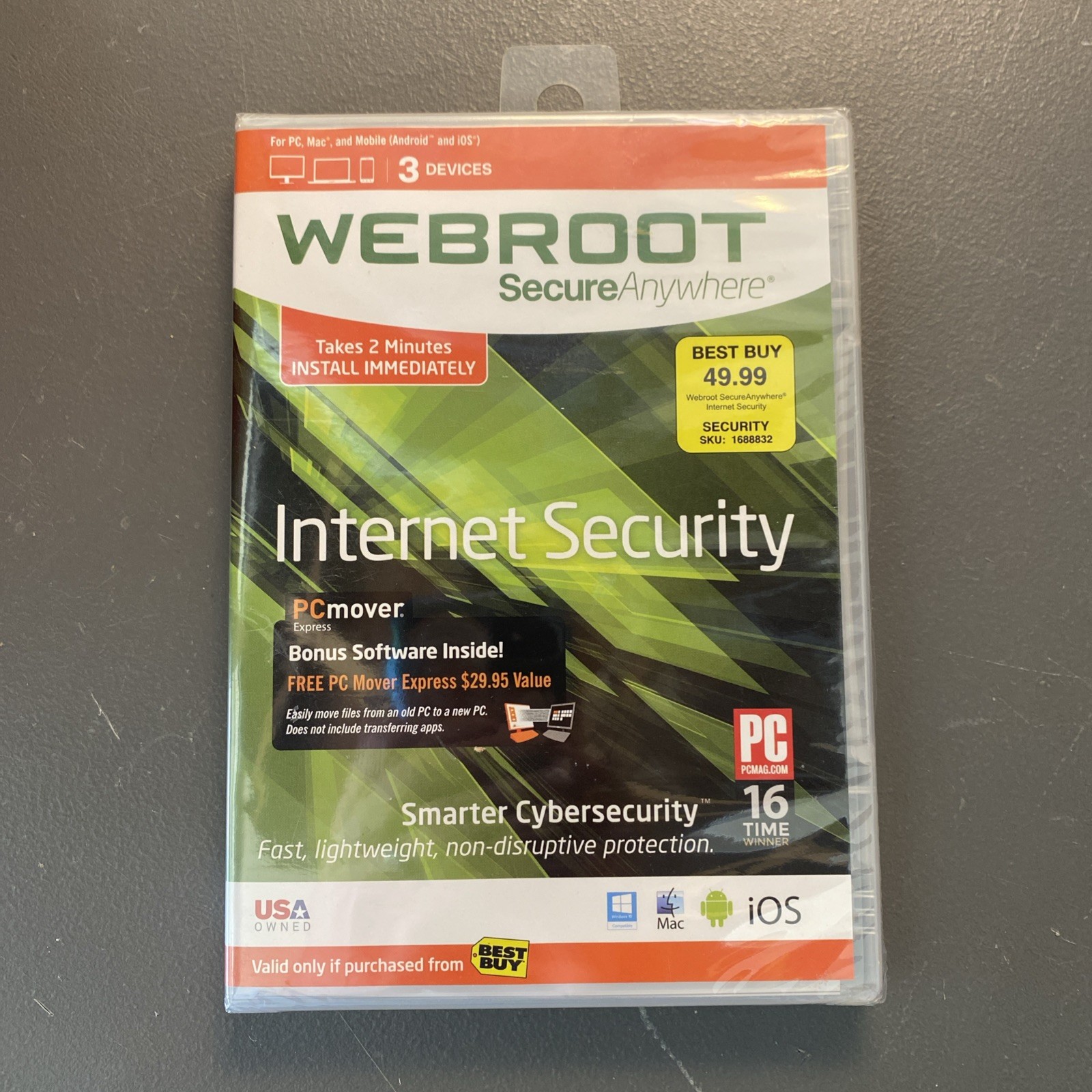 Webroot SecureAnywhere Internet Security 3-Device NEW Sealed Key code