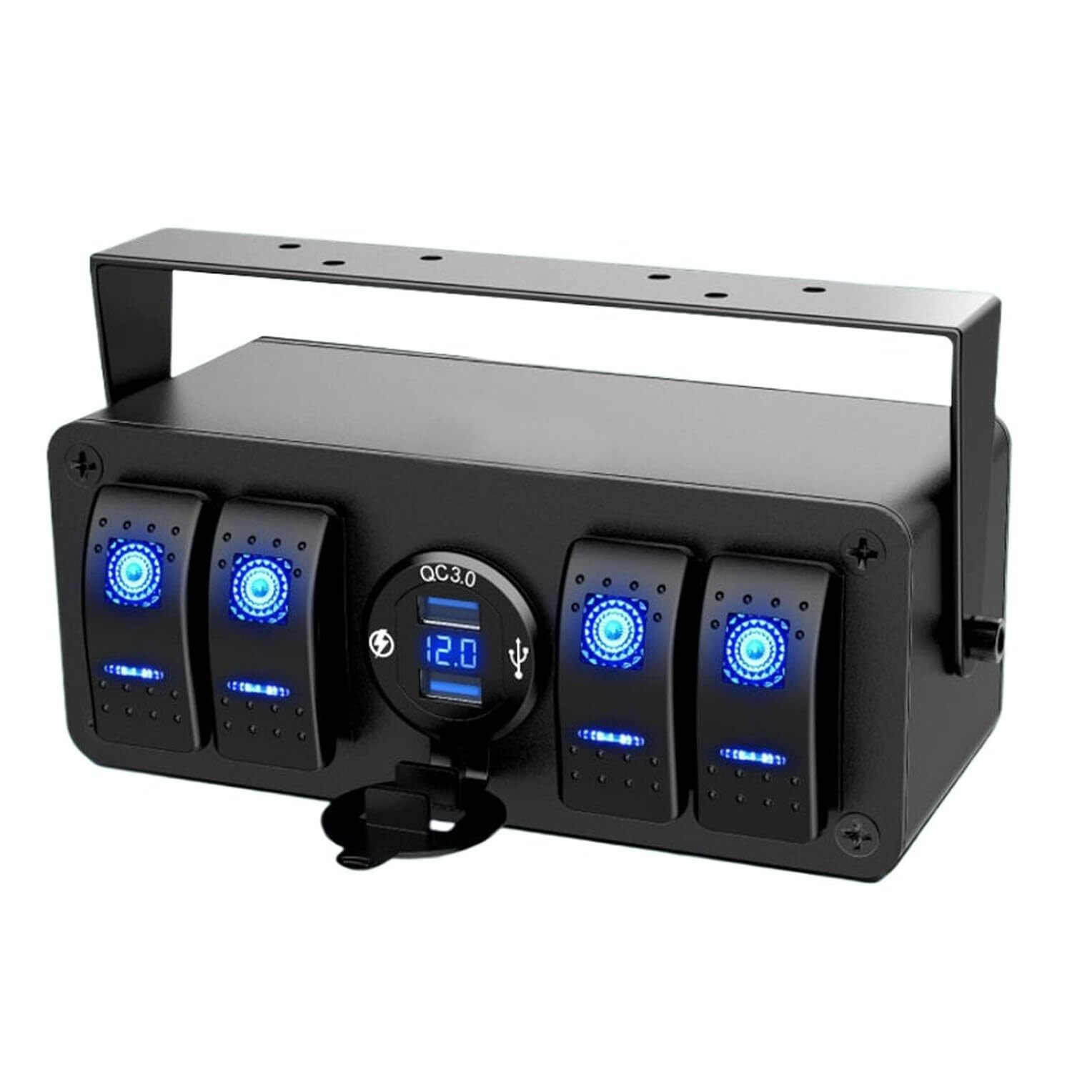 4 Gang 12V/24V DC On/Off Rocker Switch Panel Control Box for Jeep Auto Car Truck