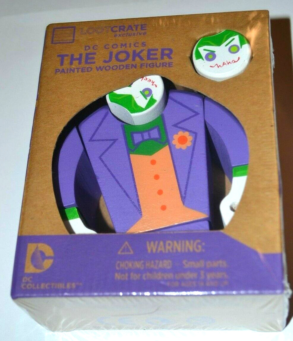 DC Comics The Joker Painted Wooden Figure Loot Crate Exclusive Sealed
