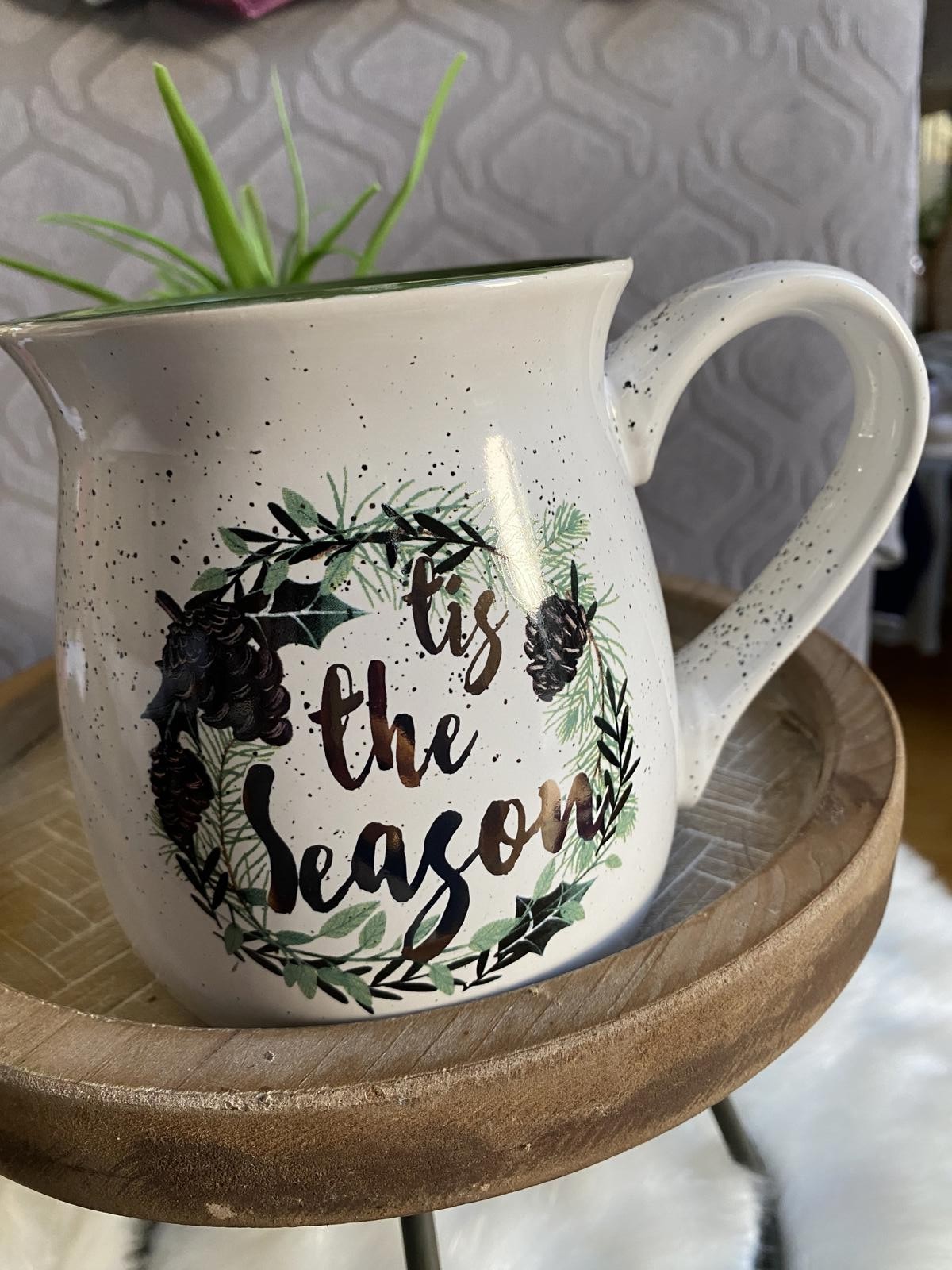 Ceramic Holiday 'Tis The Season' Mug with Green Interior