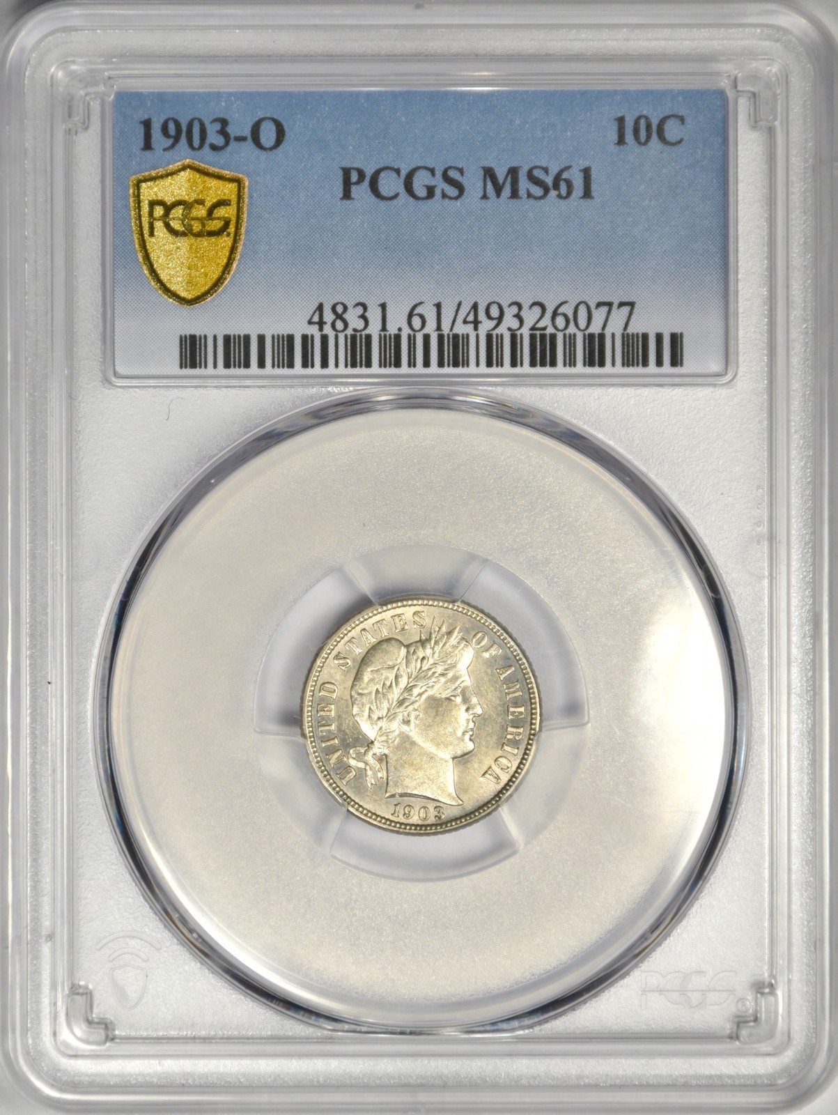 1903-O BARBER DIME ~ PCGS MS61 ~ NICE AND WHITE!