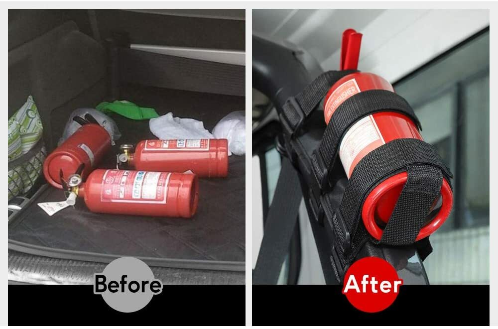 Black Roll Bar Fire Extinguisher Holder Adjust Bracket Mount for Jeep Wrangler