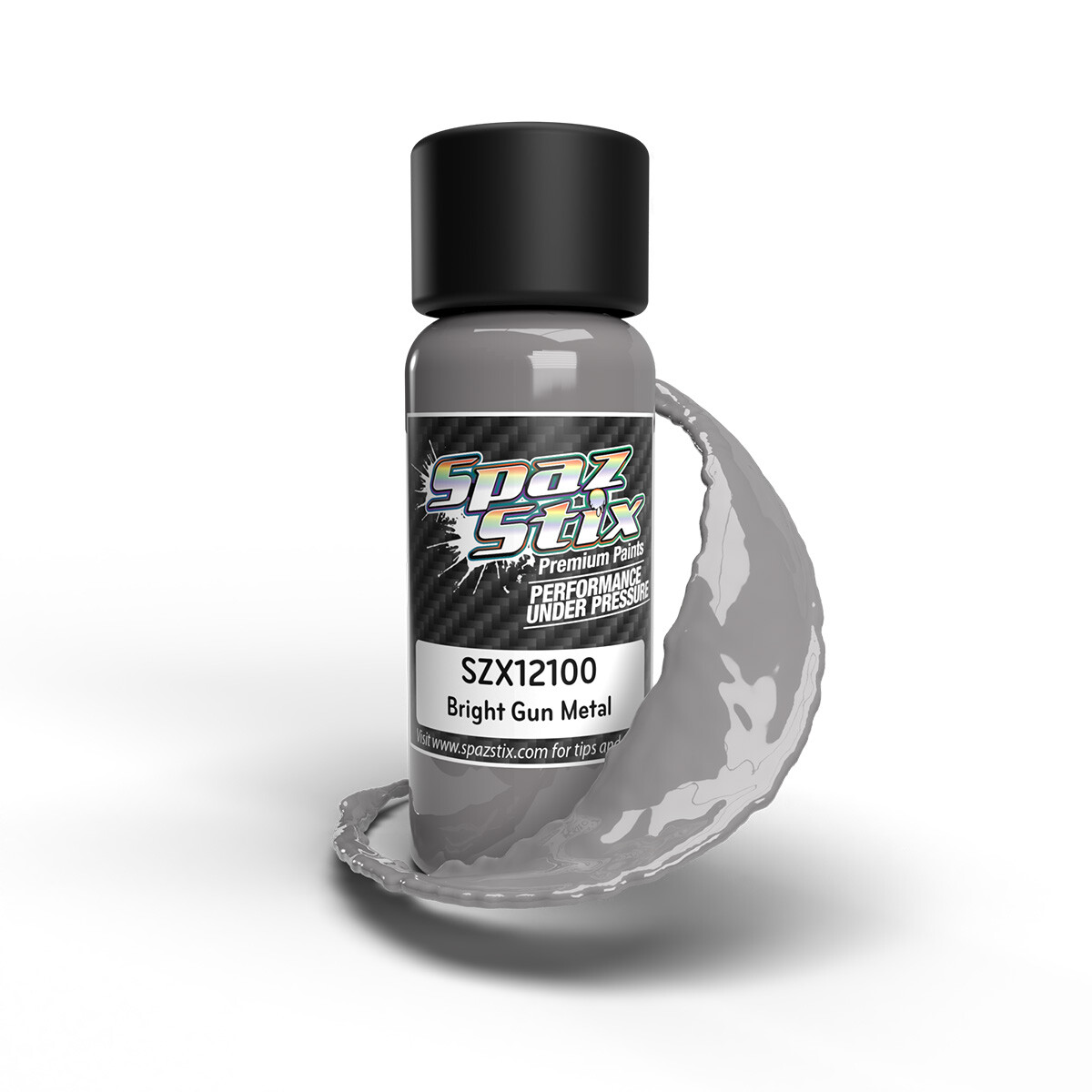 Spaz Stix Bright Gun Metal Airbrush Ready Paint 2oz Bottle SZX12100 12100