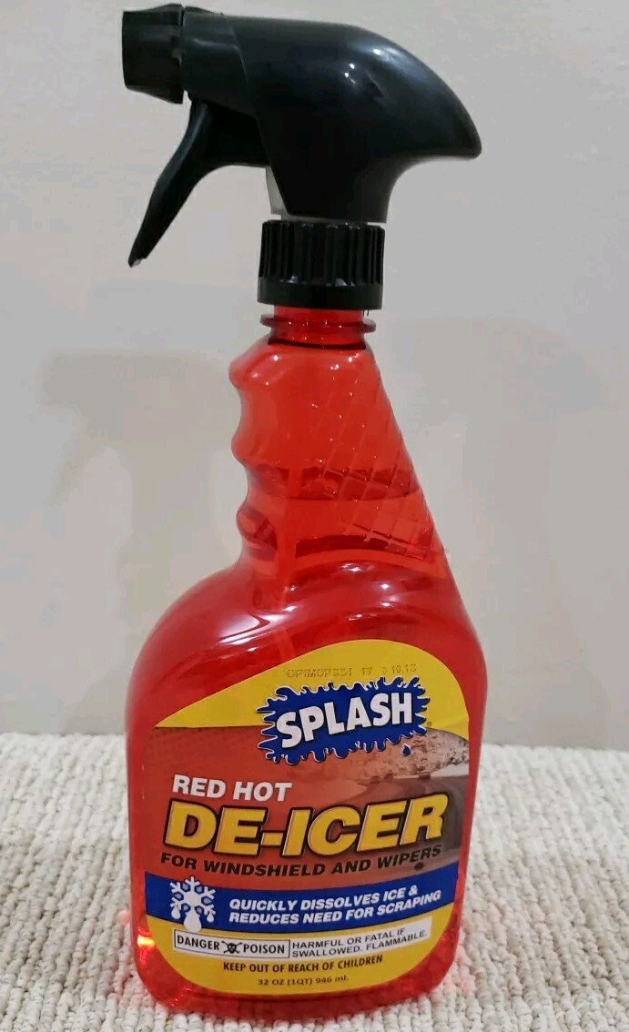 SPLASH Red Hot De-icer Windshield Trigger Spray 32 Ounces, New. Melts Ice Safely