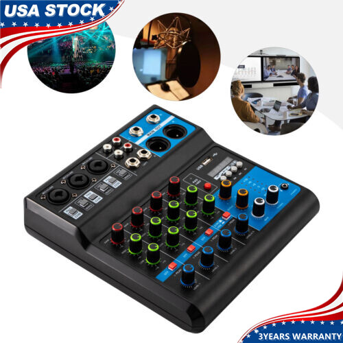 Bluetooth Studio Audio Mixer Live DJ Sound Mixing Console w/ USB 5 Channel