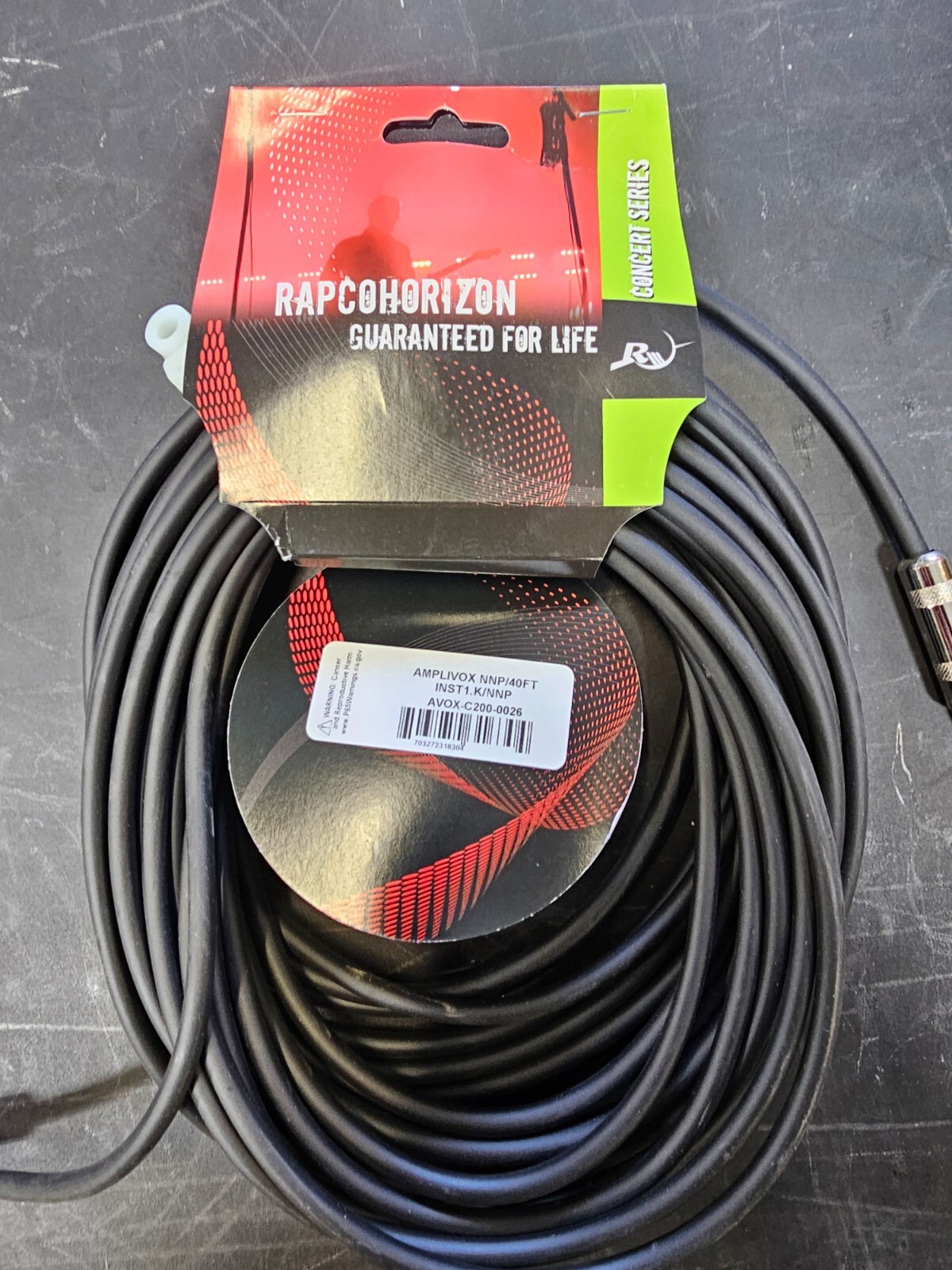 Rapco Horizon 40' 1/4 - 1/4 Instrument Cable with Neutrik Connectors