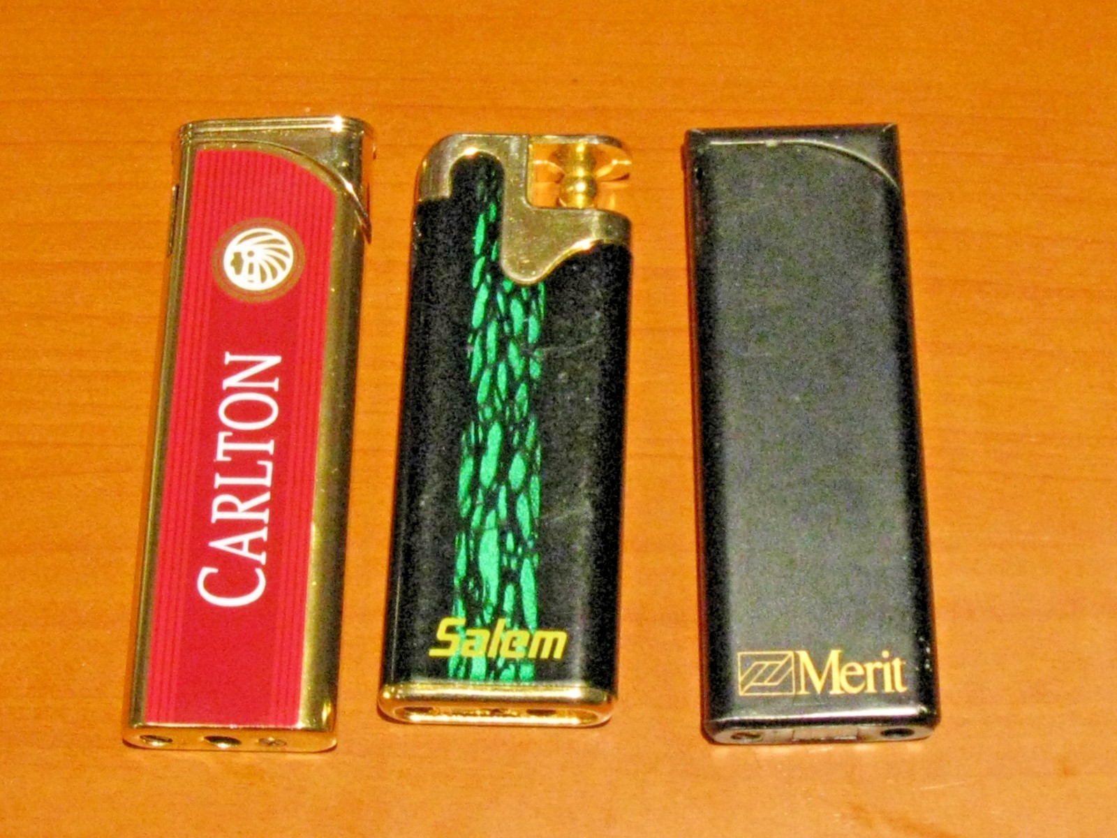 Vintage Electronic Spark Tobacco Advertisement lighters x 3 Carlton Salem Merit
