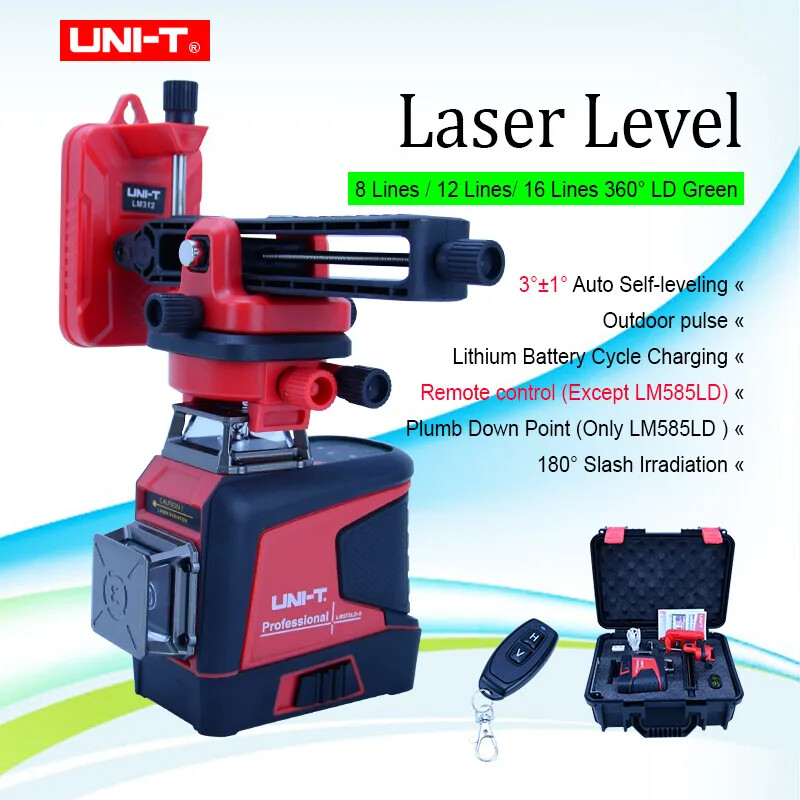 UNI-T Green Laser Level Self-Leveling/manual mode 30m/40m 3D 8/12/16 line 	 360°