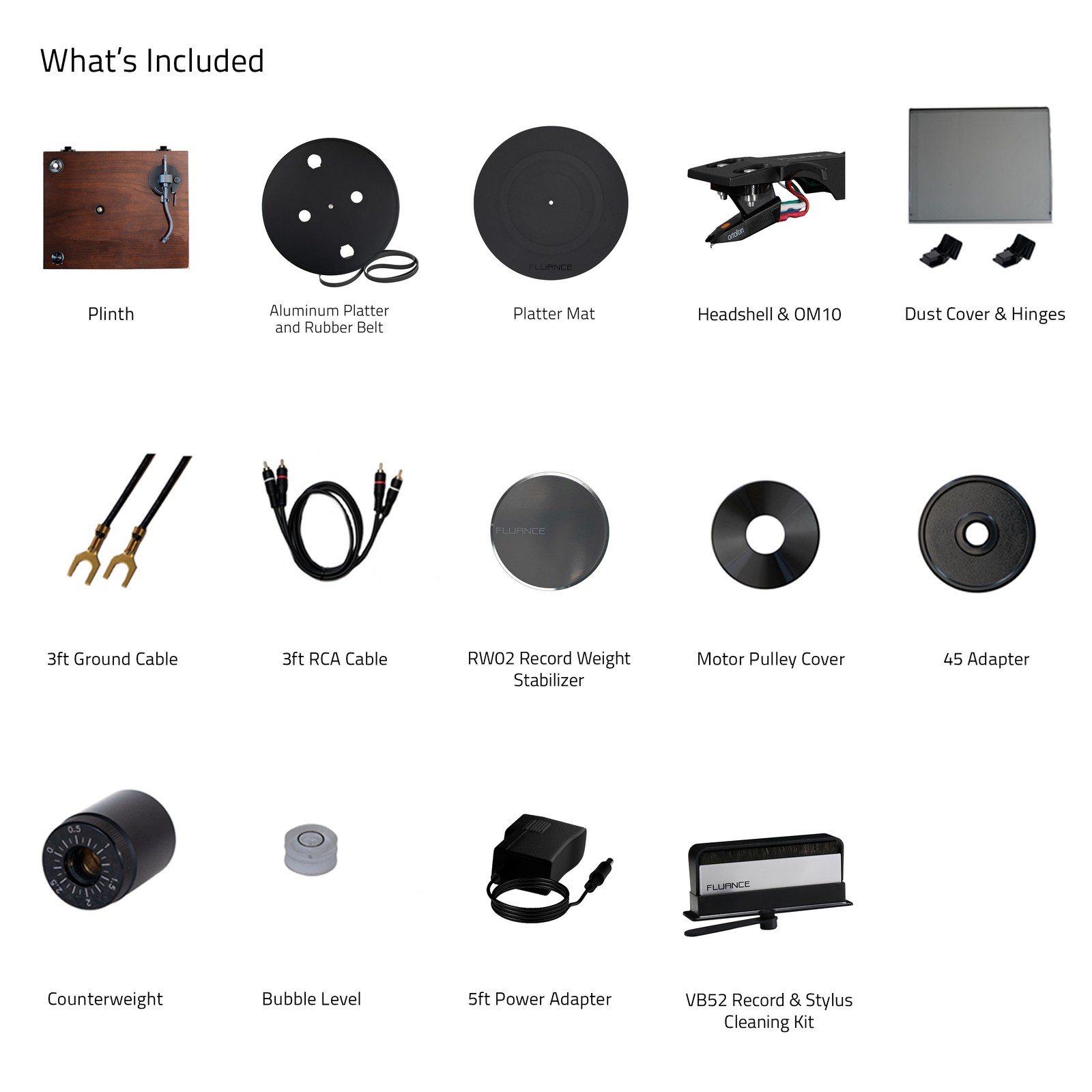 Fluance RT82 Reference Turntable with Record Weight and Vinyl Cleaning Kit