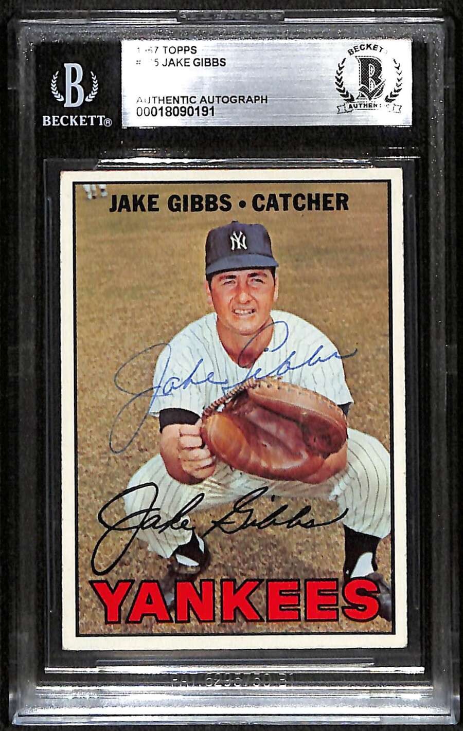 1967 Topps 375 Jake Gibbs  BGS Auto Autographed BAS Authentic C100172