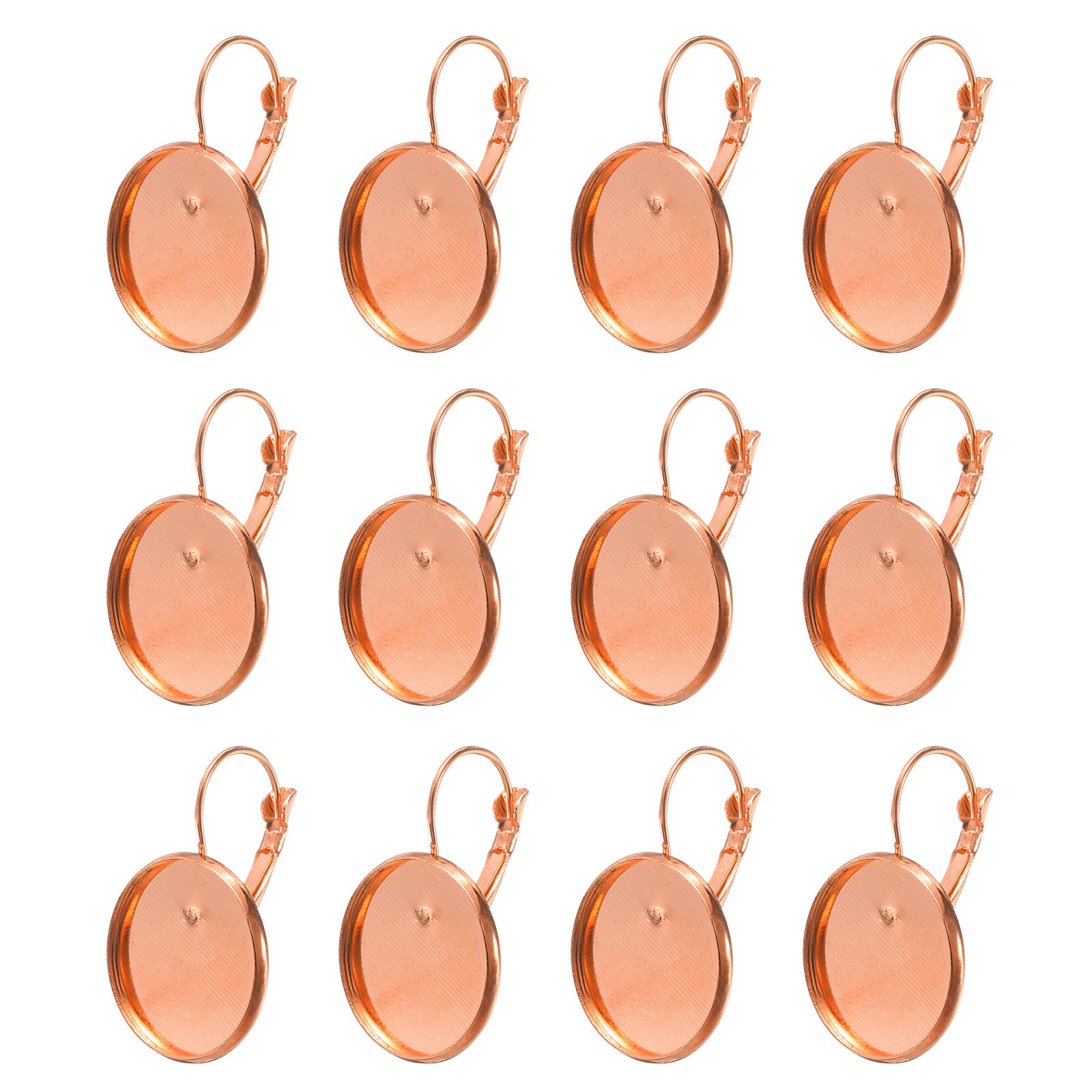 20Pcs Leverback Earring Hooks with 18mm Flat Round Blank Bezel Trays Rose Gold